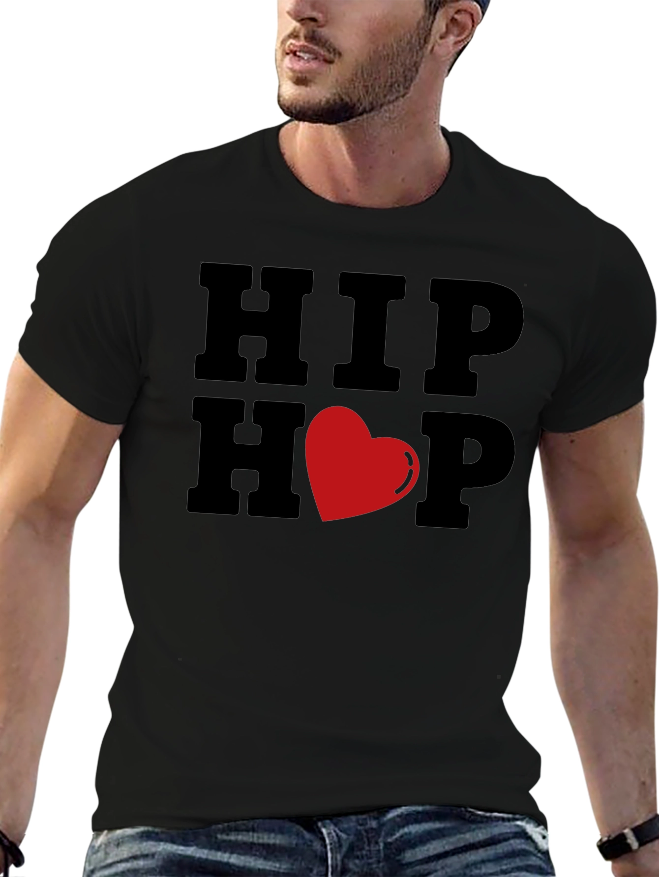 Hip Hop Love Graphic Tee - Mens Black T-Shirt