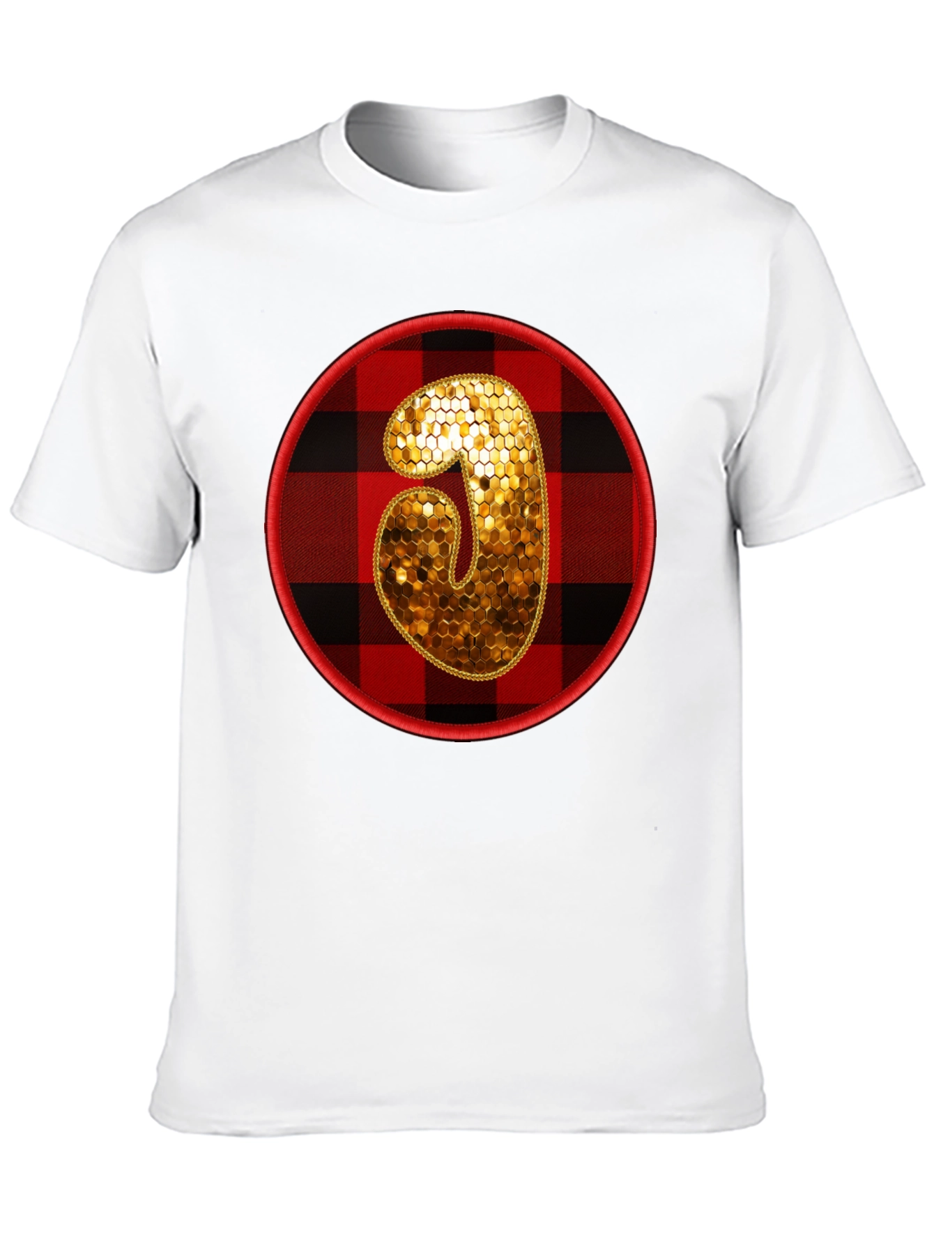 Plaid Letter T-Shirt - Black
