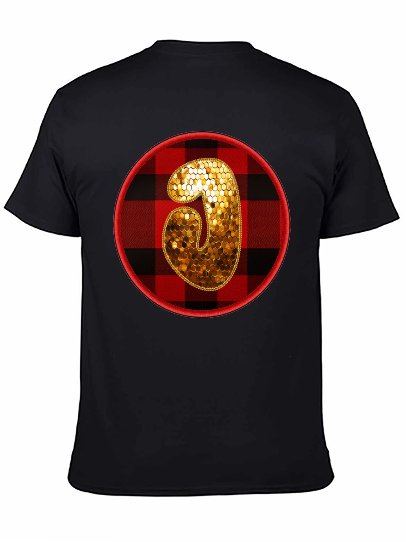 Plaid Letter T-Shirt - Black