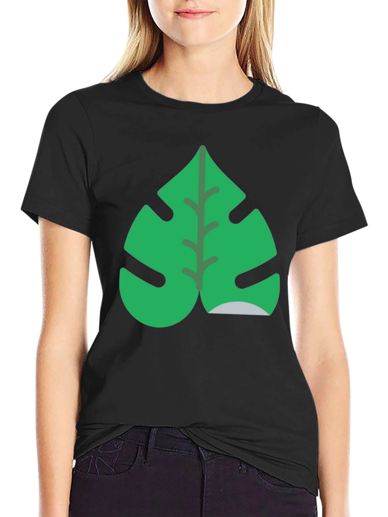 Tropical Monstera Leaf Black T-Shirt