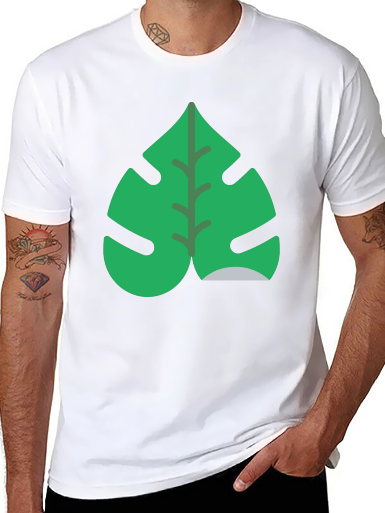 Tropical Monstera Leaf Black T-Shirt