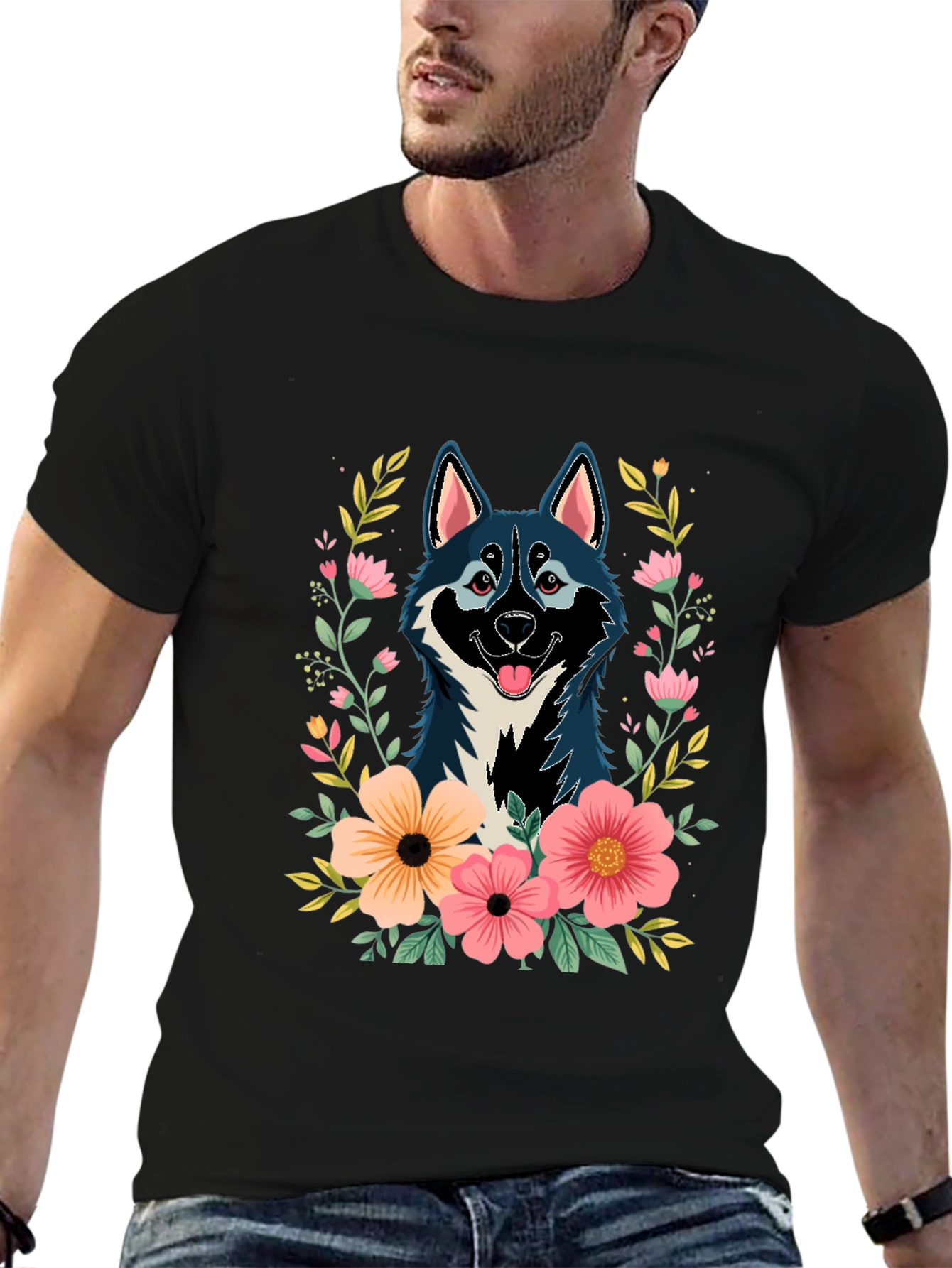 Dog & Floral T-Shirt