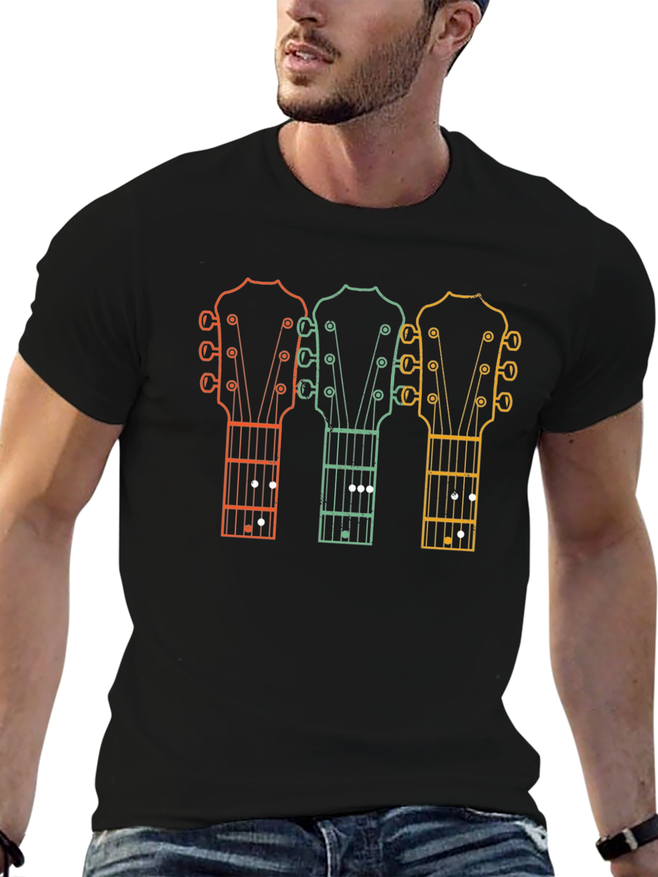 Retro Guitar Headstock T-Shirt