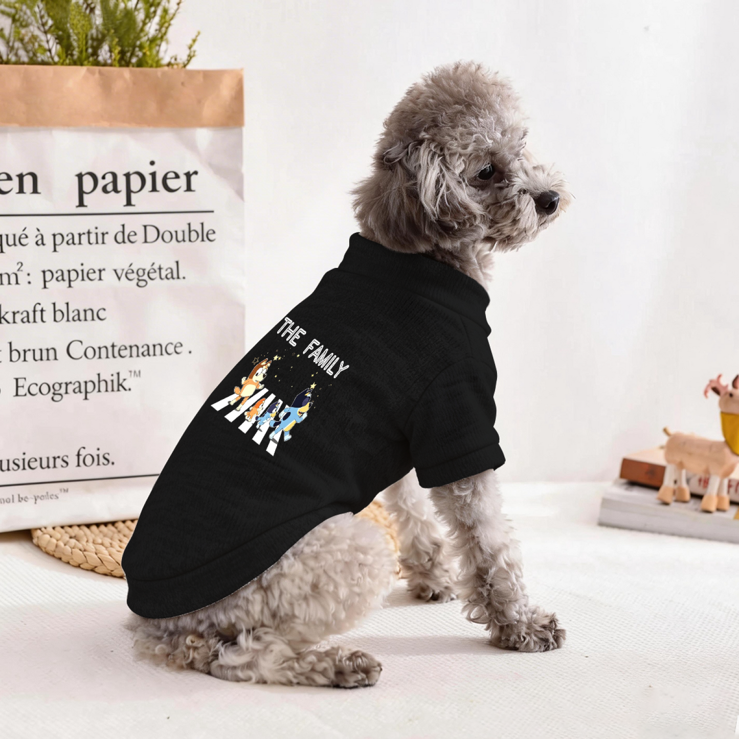 The Family Bluey Cartoon Crossing Road Dog Cardigan Sweater, Family Matching Pet Wear