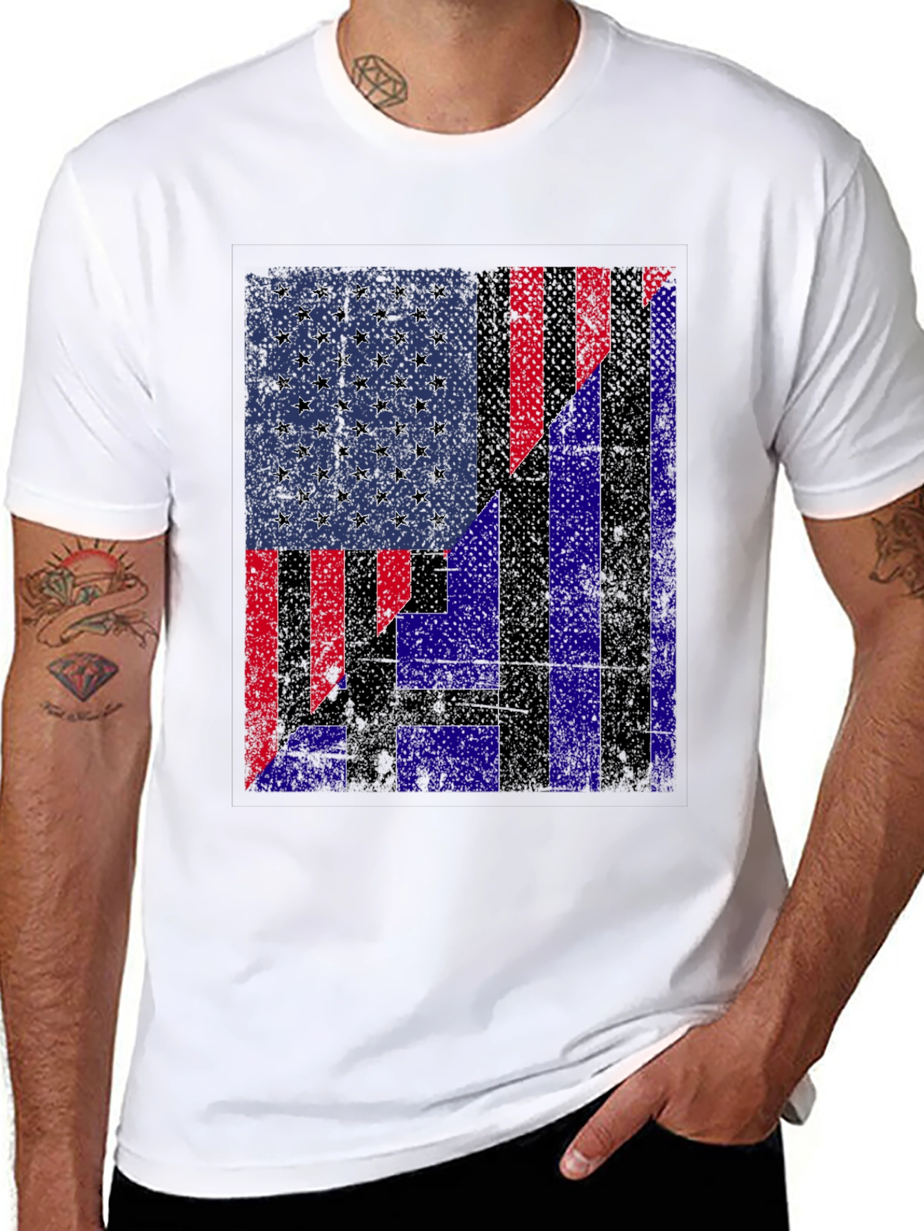 Patriotic USA/Greece Flag Graphic Tee