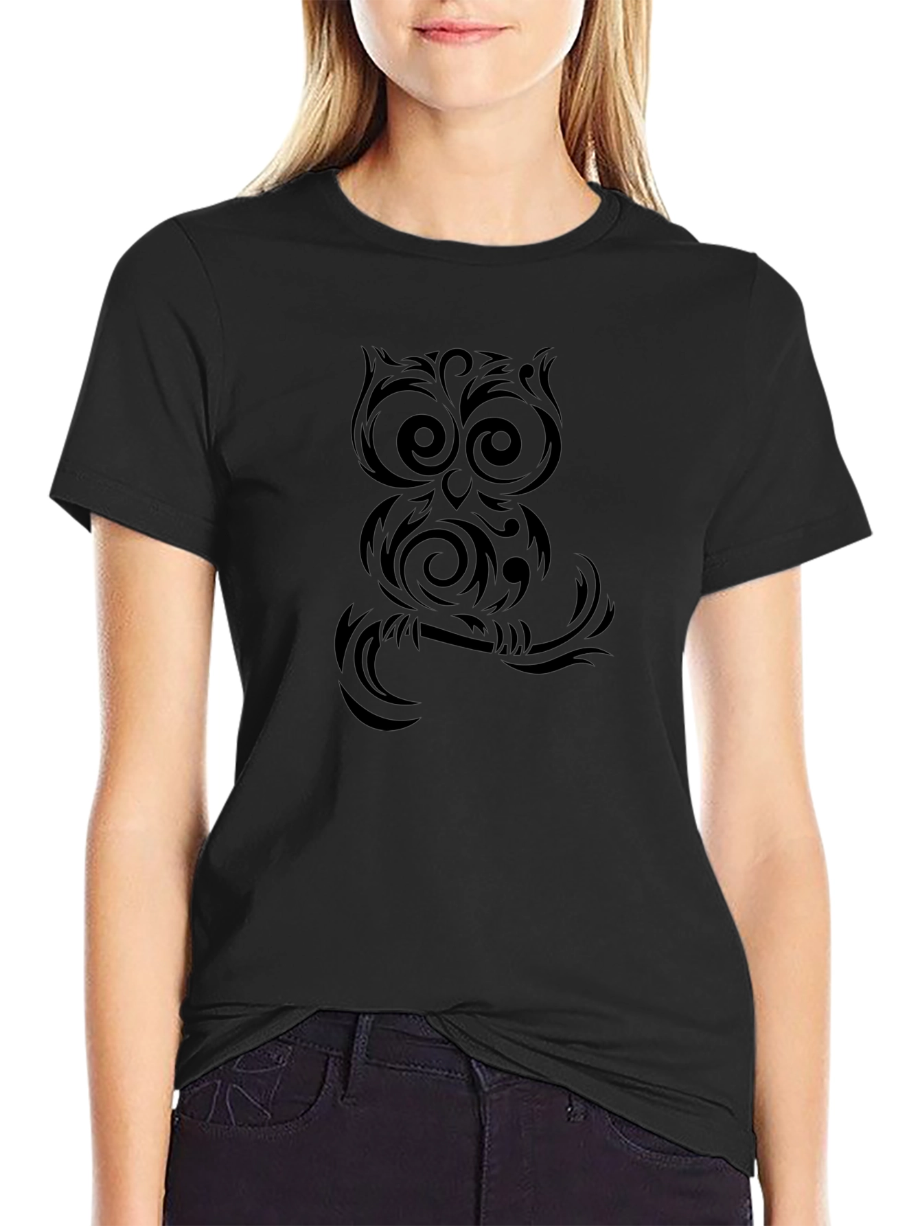 Owl Graphic Black T-Shirt | Cool Bird Tee