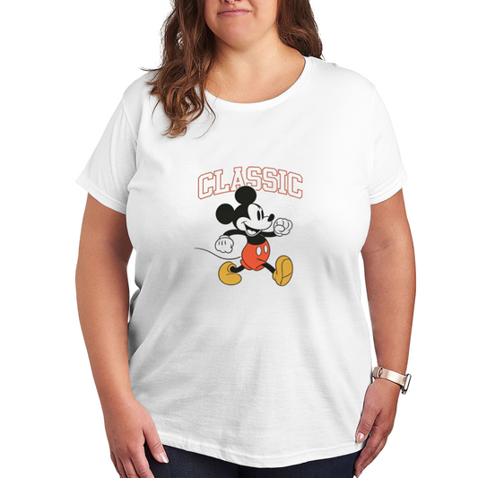 Plus Size Women Retro Classic Walking Mickey Mouse Graphic Women Tee