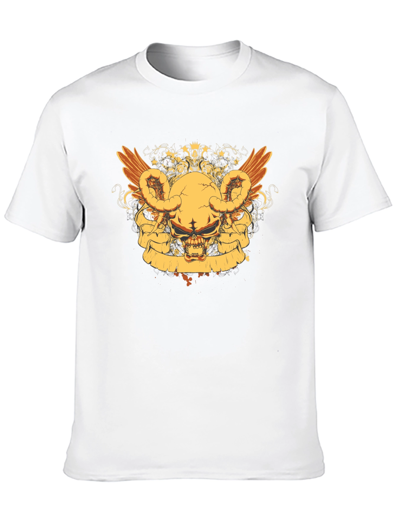 Skull Wings Graphic Tee - Black Cotton Blend