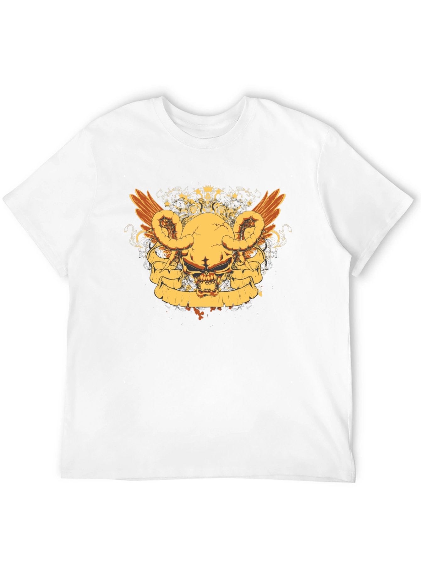 Skull Wings Graphic Tee - Black Cotton Blend