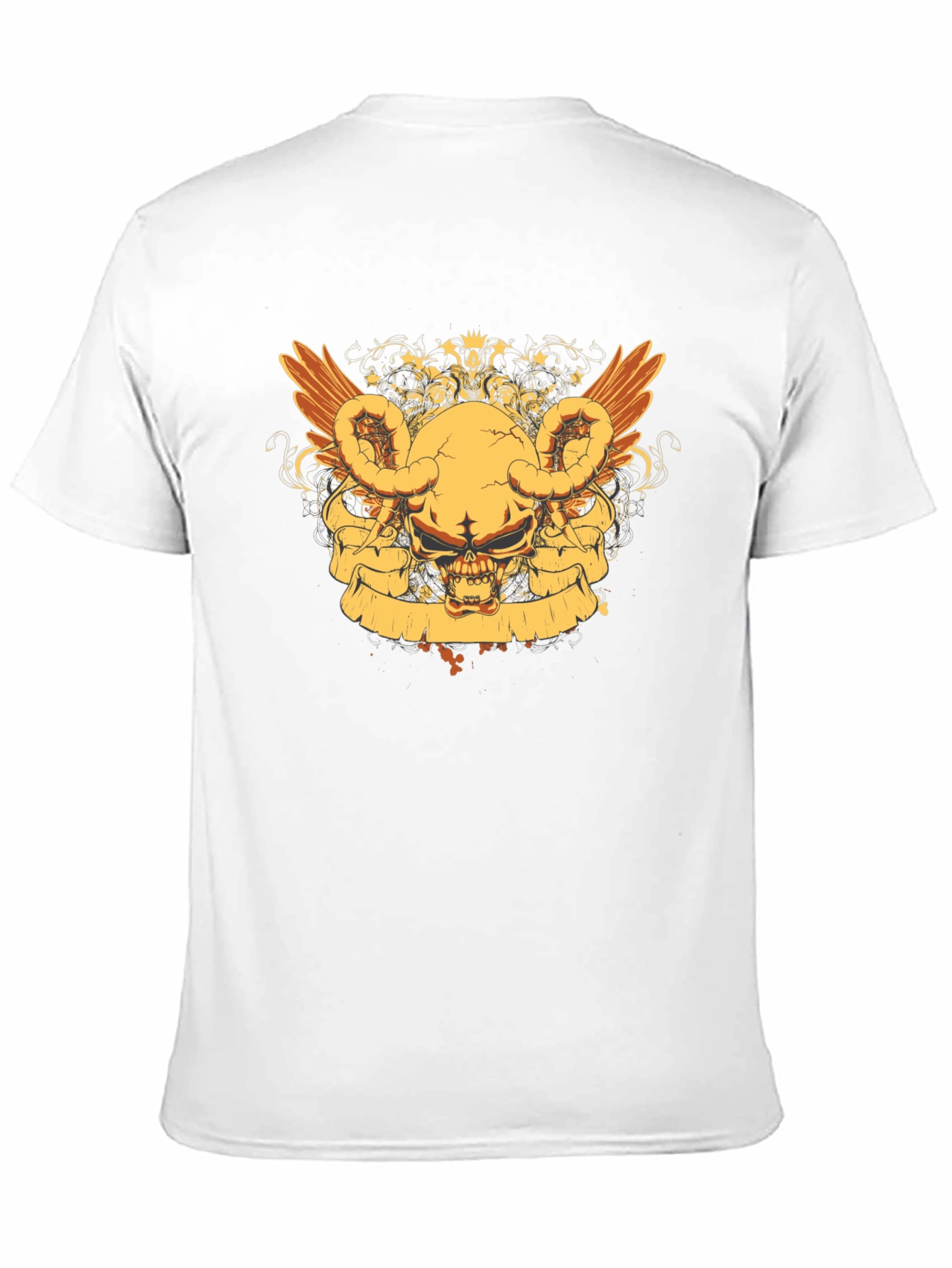 Skull Wings Graphic Tee - Black Cotton Blend