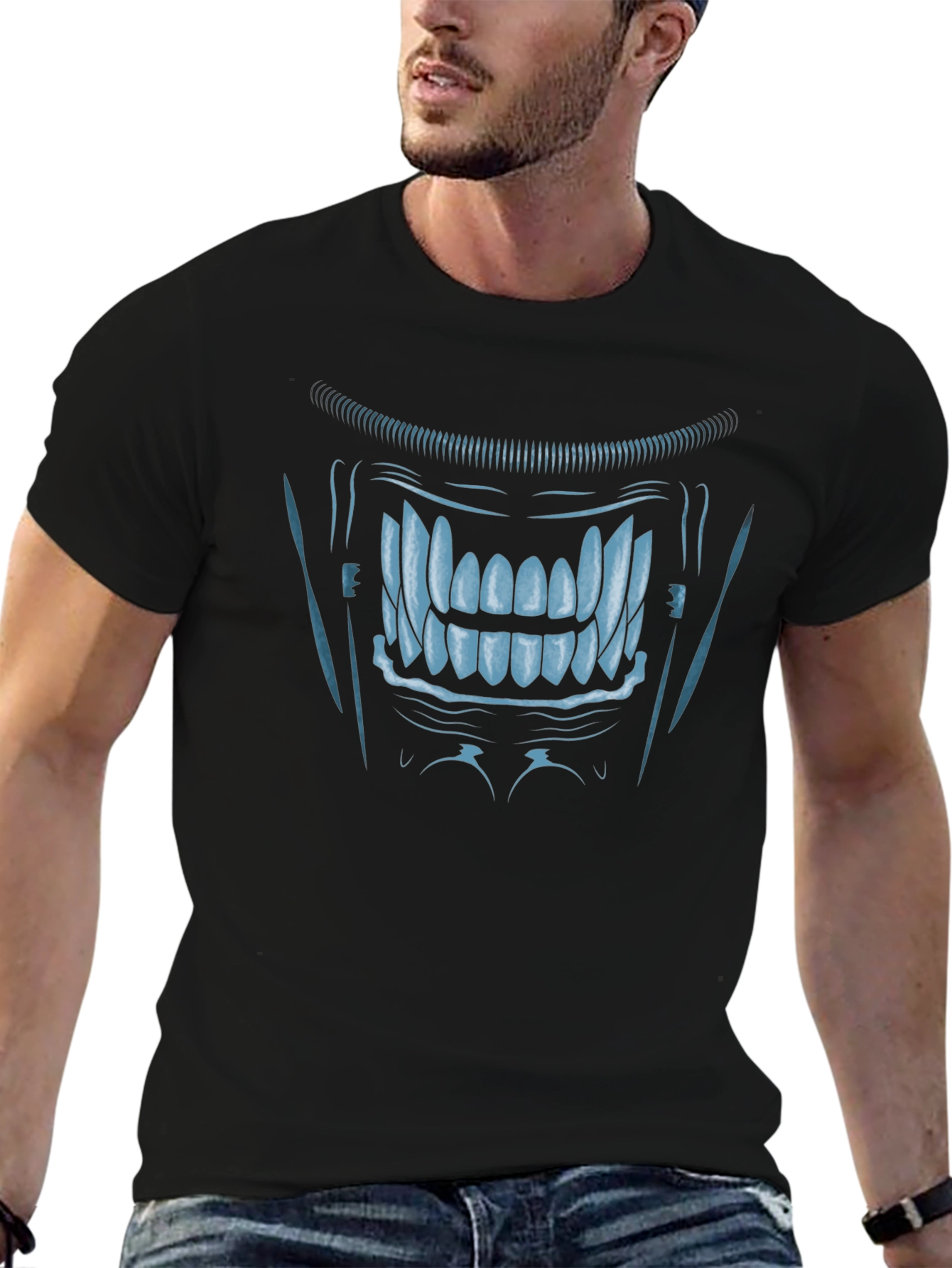 Monster Grin Graphic Tee - Cool Black T-Shirt