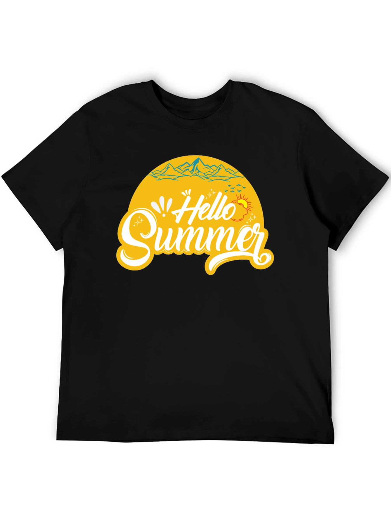 Hello Summer Black Graphic T-Shirt