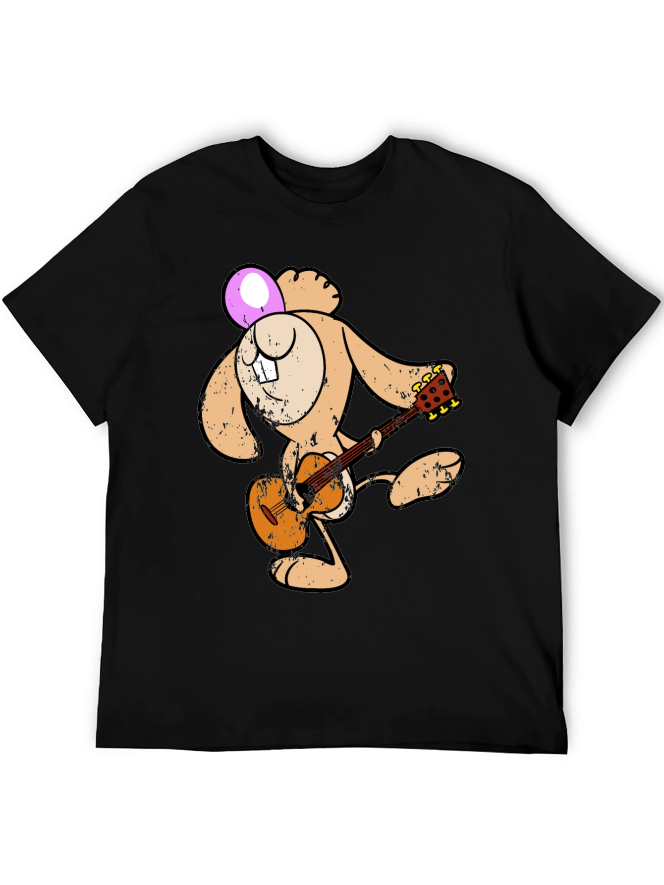 Cartoon Bunny Playing Guitar Graphic Tee