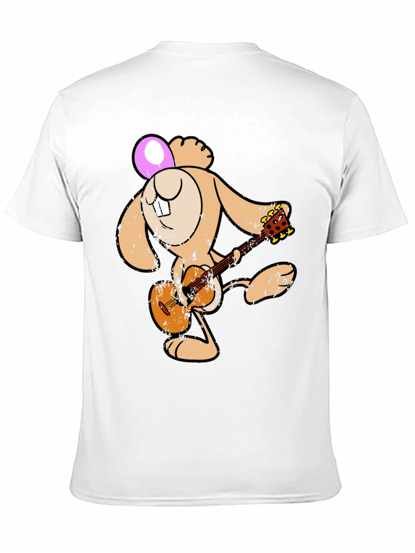 Cartoon Bunny Playing Guitar Graphic Tee