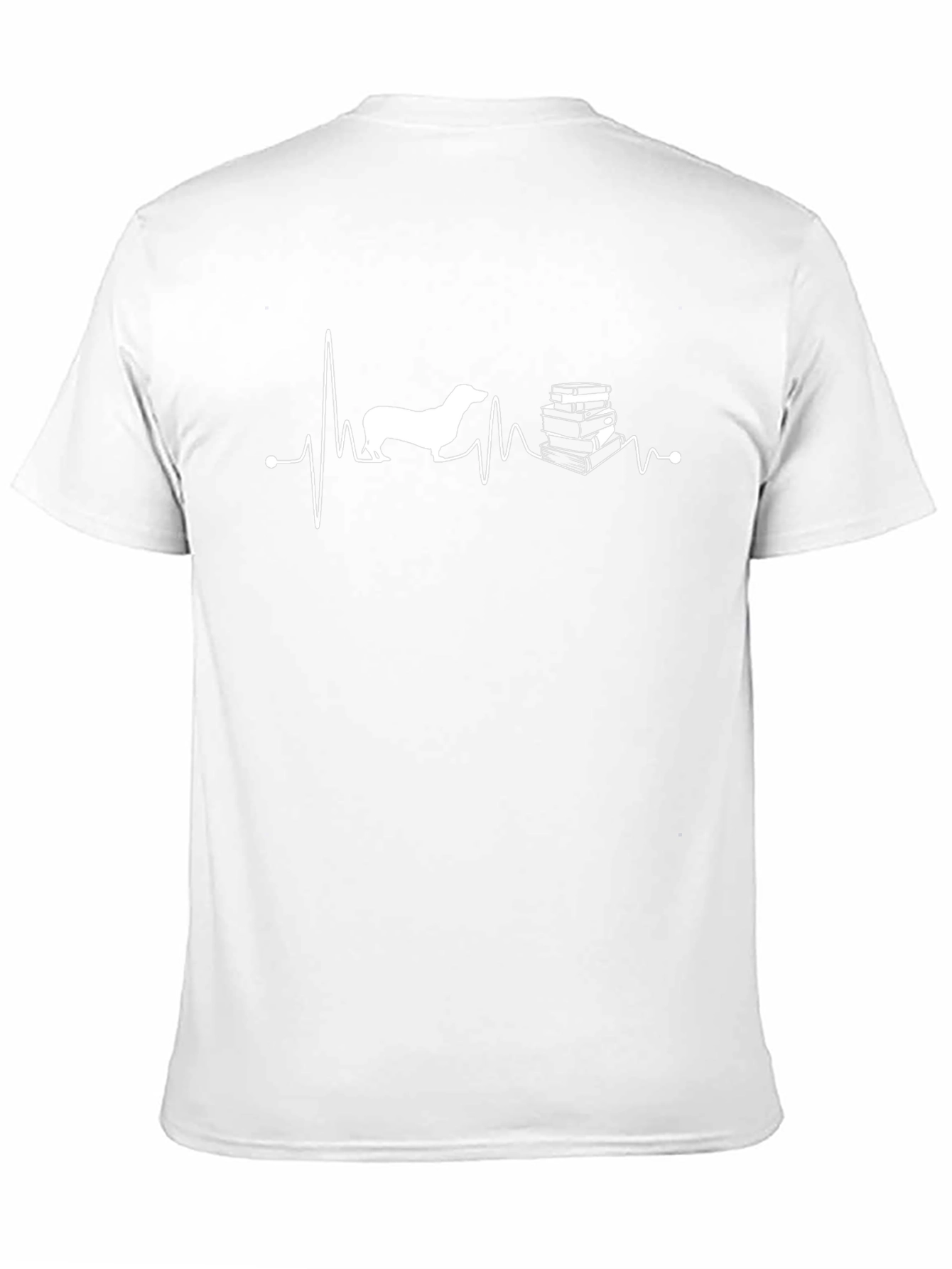 Dog & Books Heartbeat T-Shirt - Novelty Graphic Tee