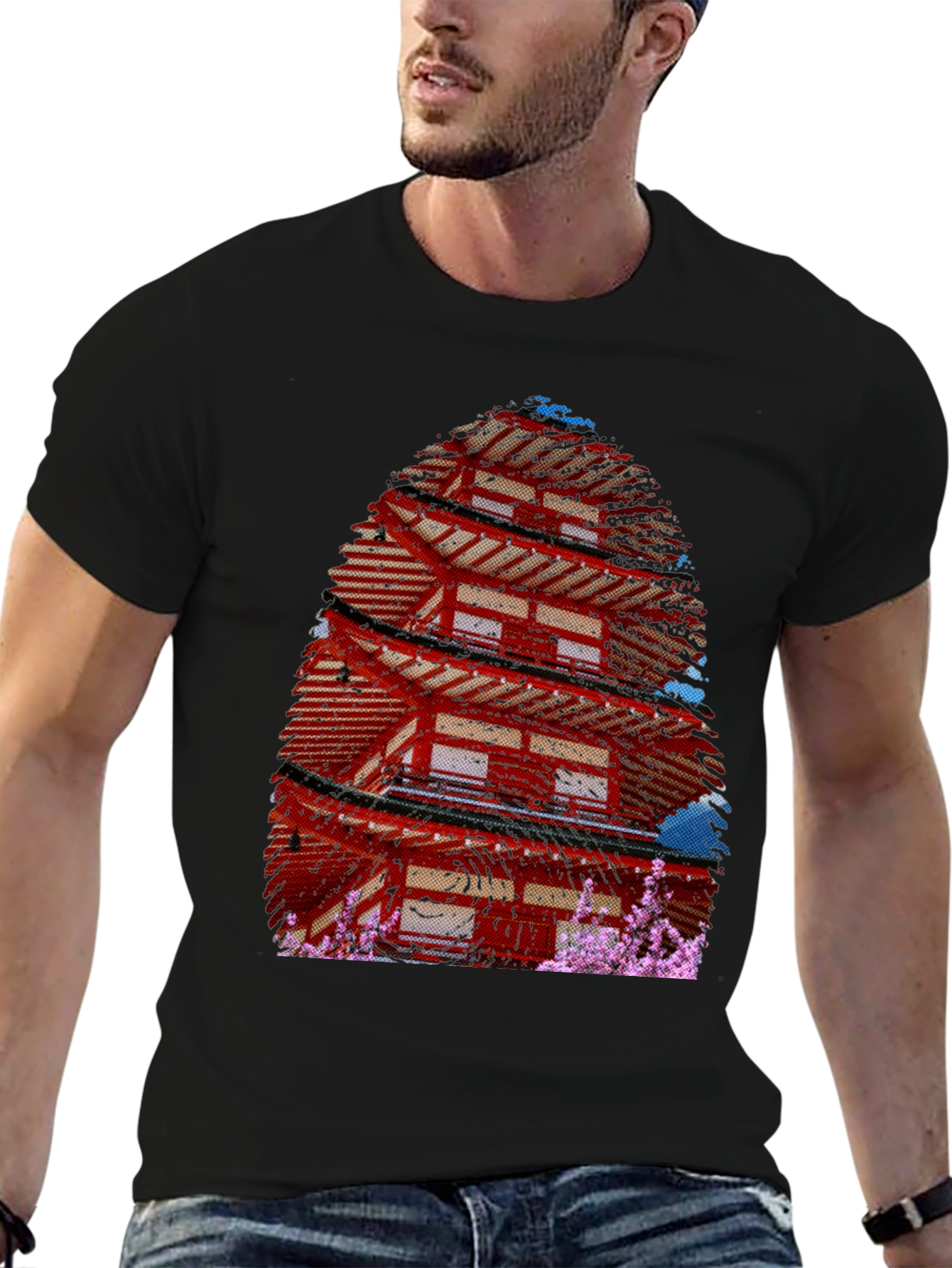 Japanese Pagoda T-Shirt - Black Graphic Tee