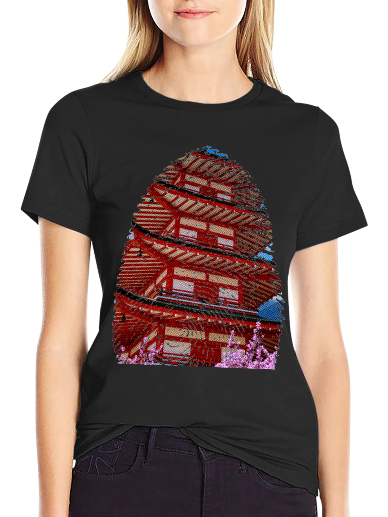 Japanese Pagoda T-Shirt - Black Graphic Tee