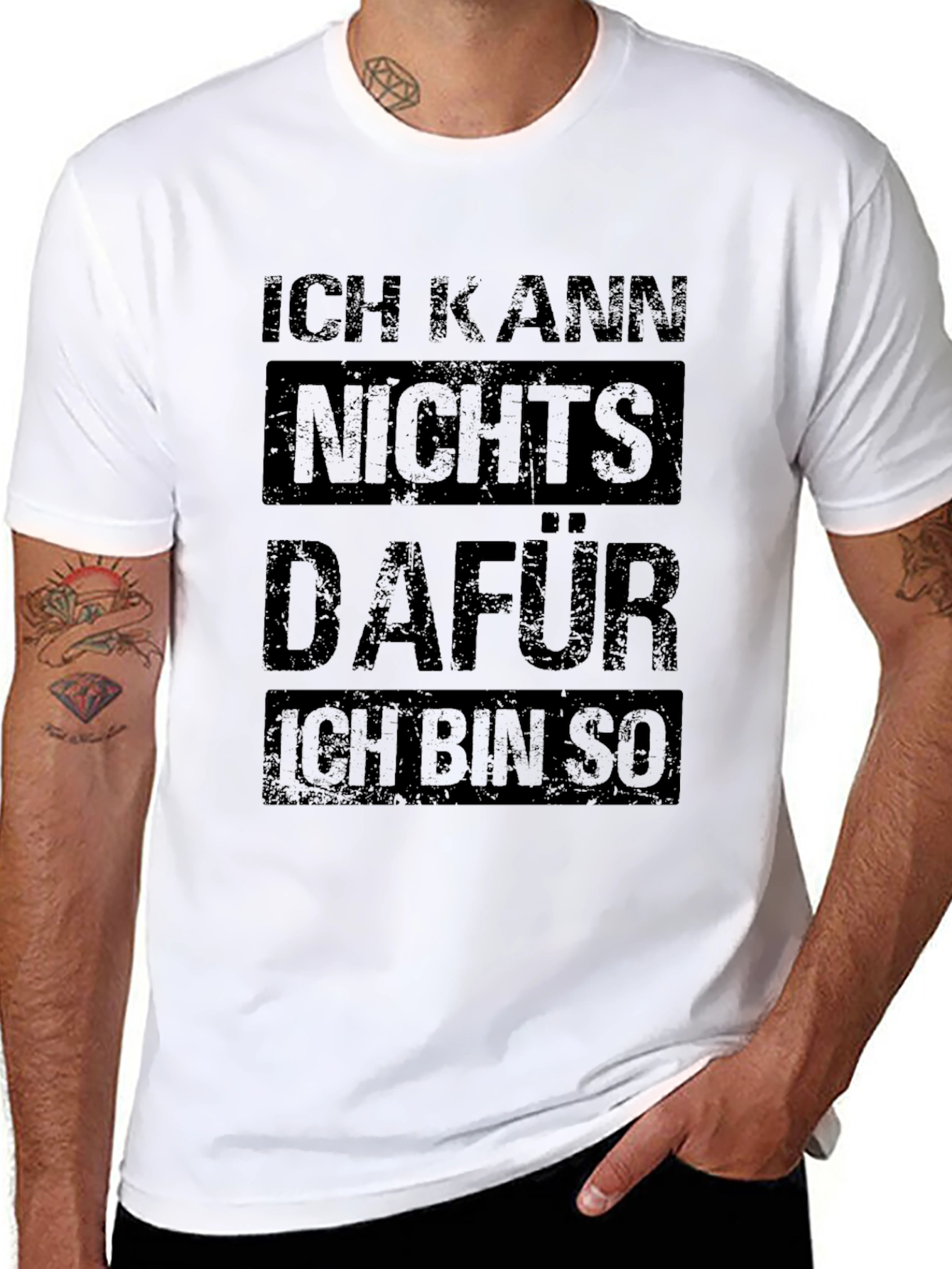 German Slogan T-Shirt - Ich Kann Nichts Dafur