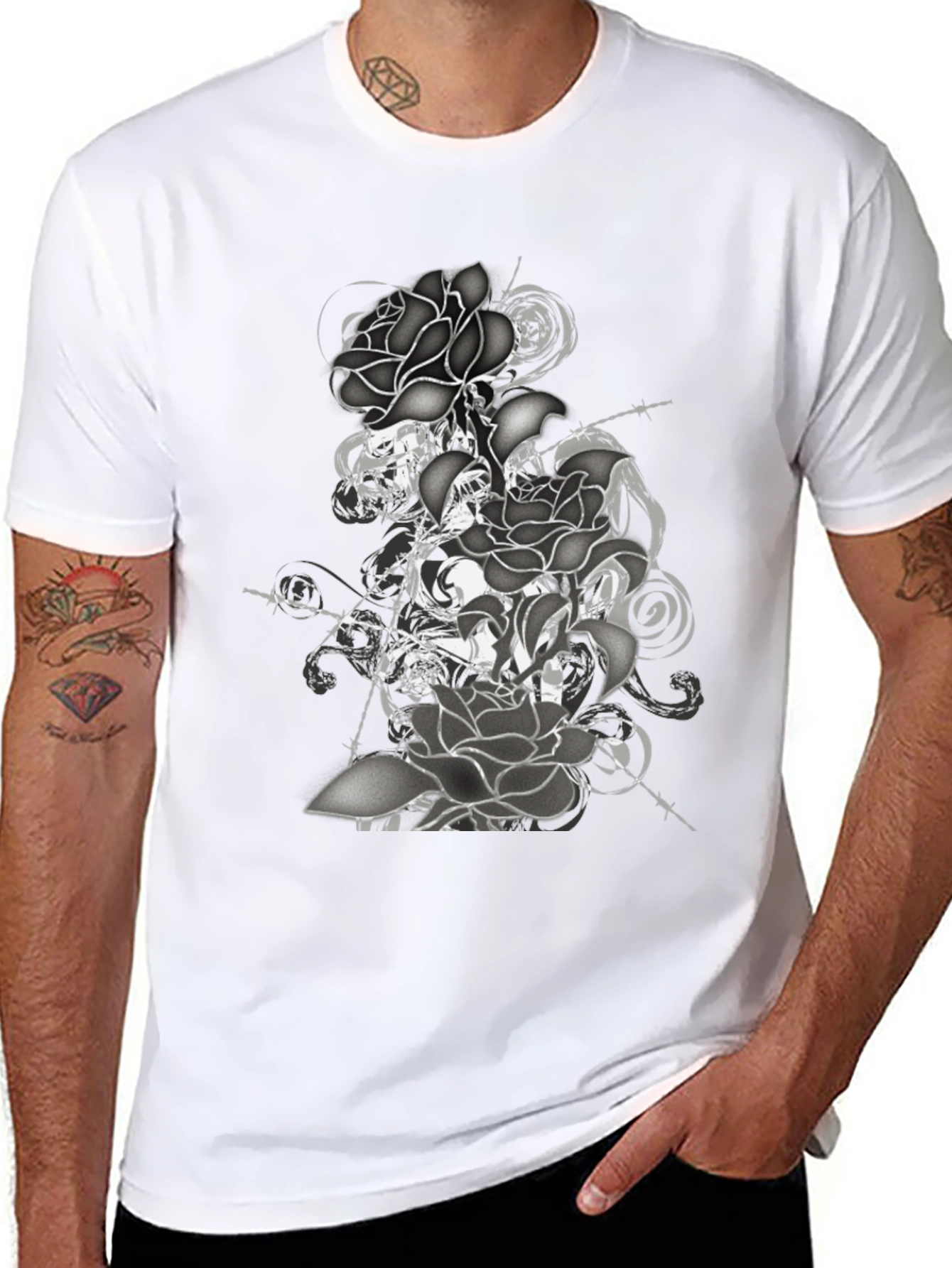 Black Rose Graphic Tee - Stylish Mens T-Shirt