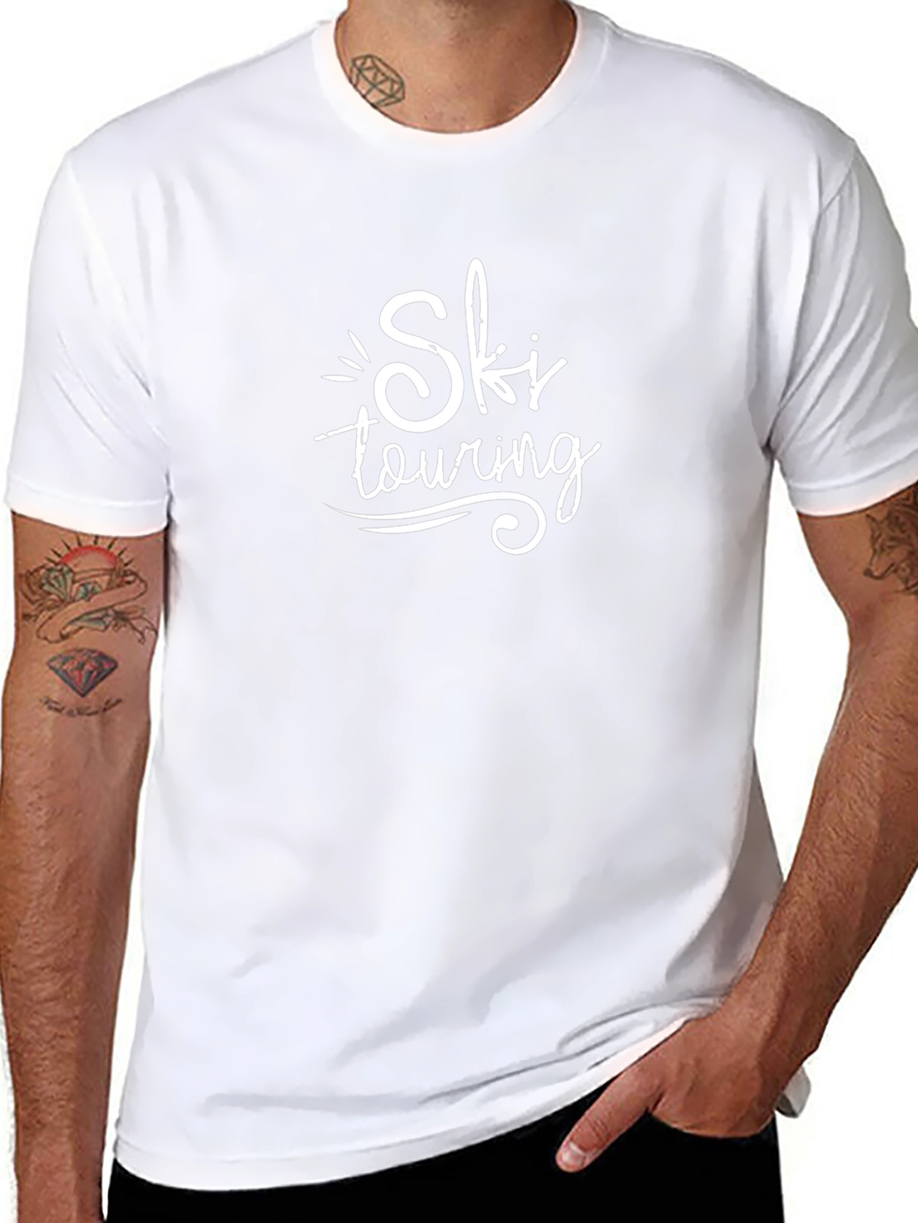 Ski Touring Graphic Tee - Black Cotton T-Shirt