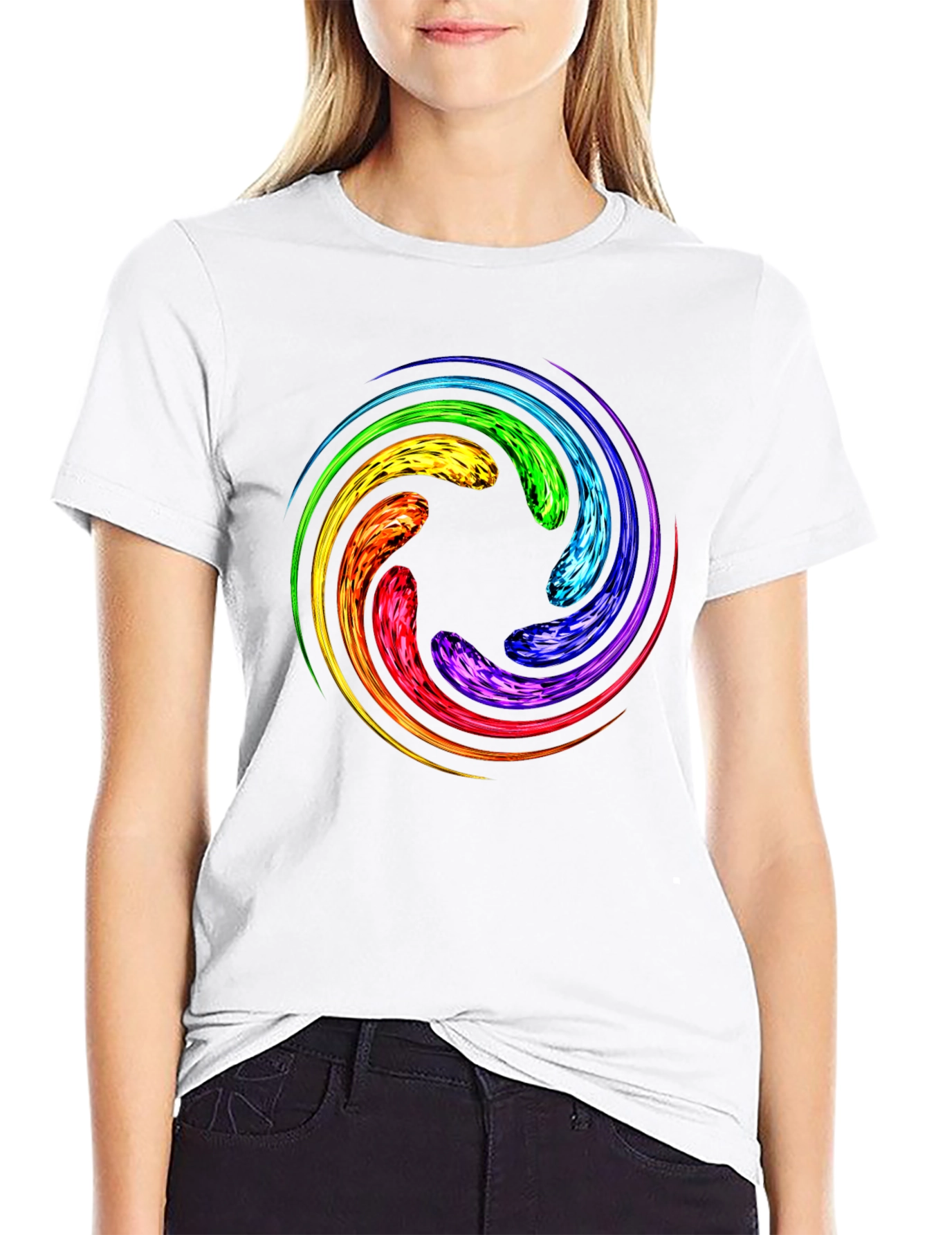 Rainbow Swirl Graphic T-Shirt - Unique Design