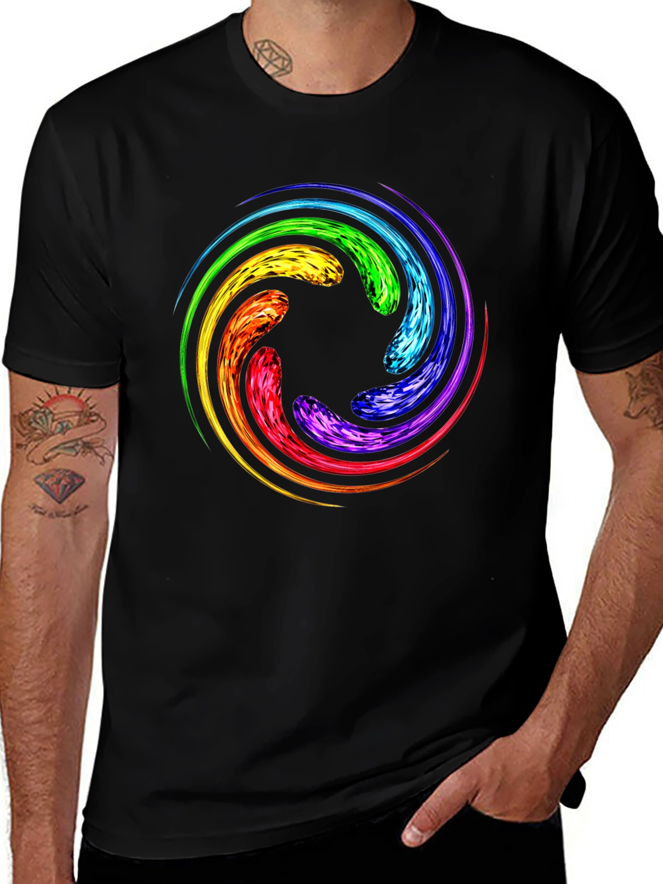 Rainbow Swirl Graphic T-Shirt - Unique Design