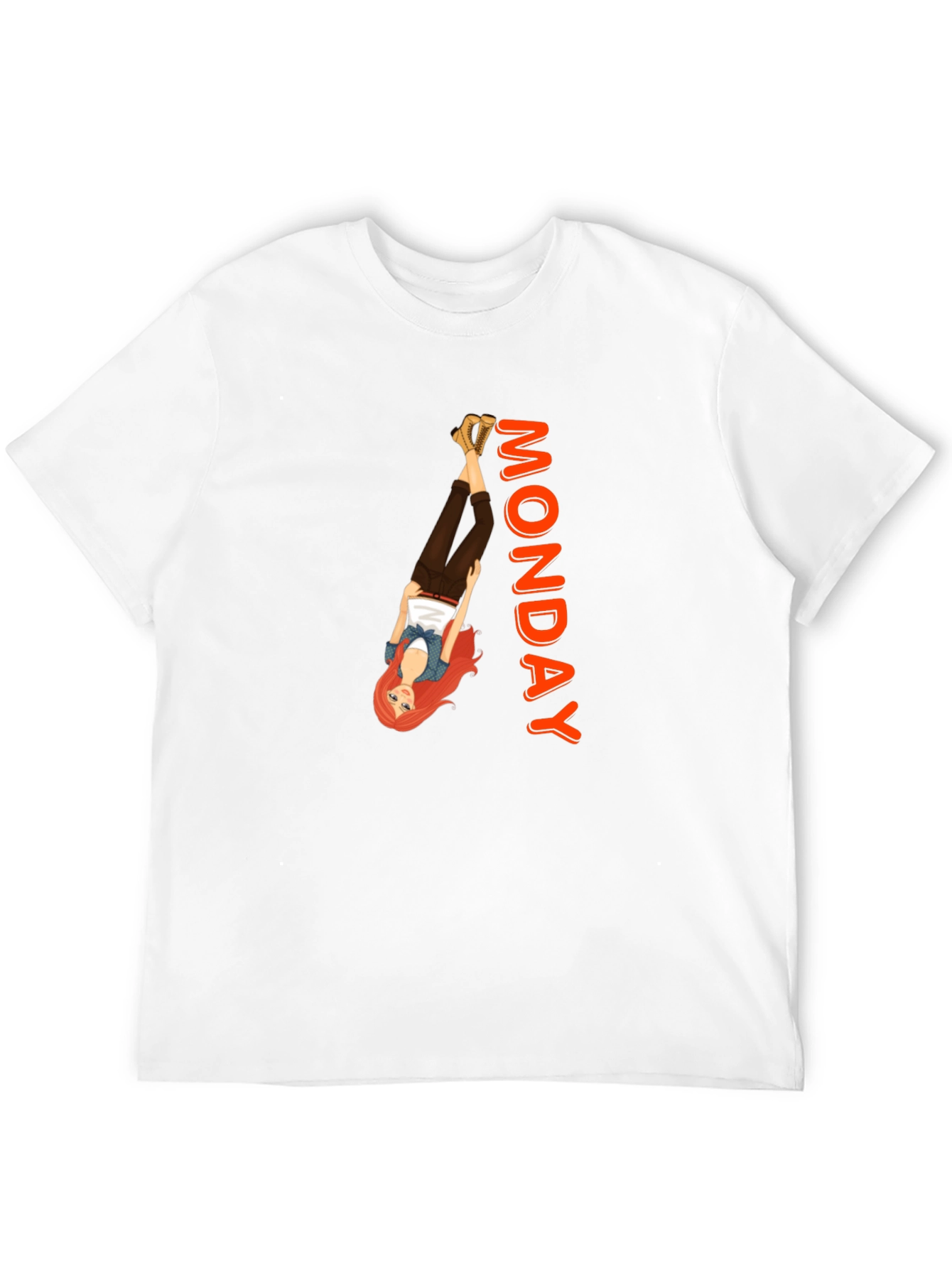 Monday Mood T-Shirt: Upside Down Girl Graphic Tee