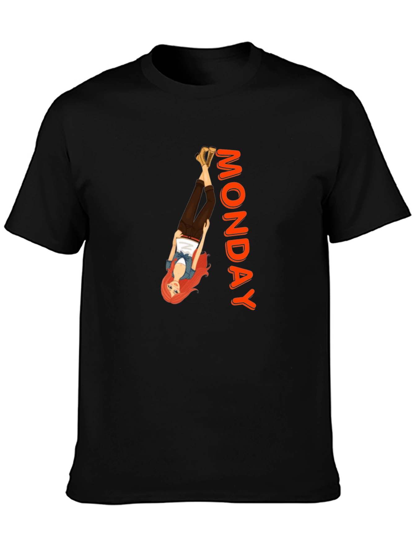 Monday Mood T-Shirt: Upside Down Girl Graphic Tee