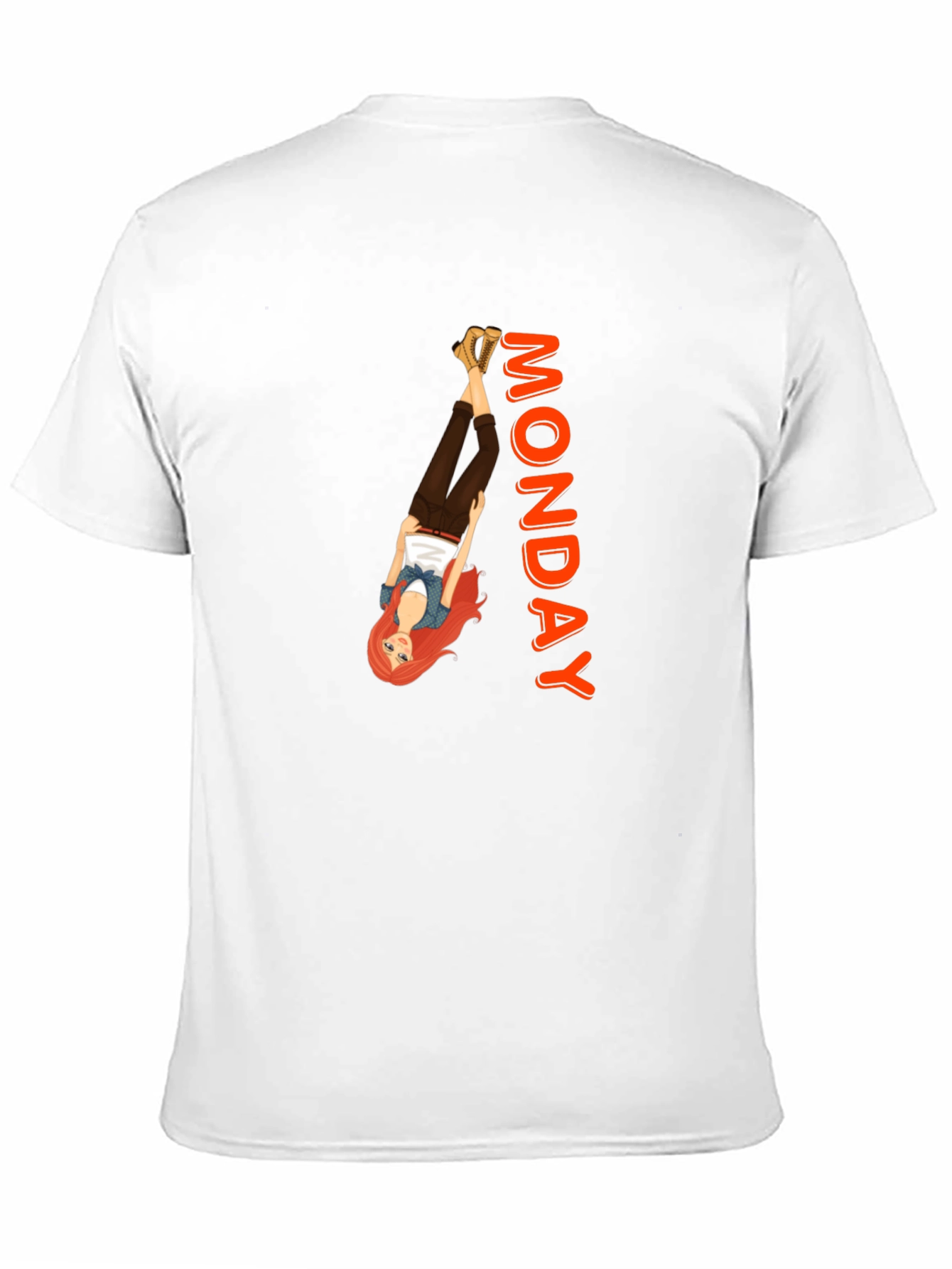 Monday Mood T-Shirt: Upside Down Girl Graphic Tee