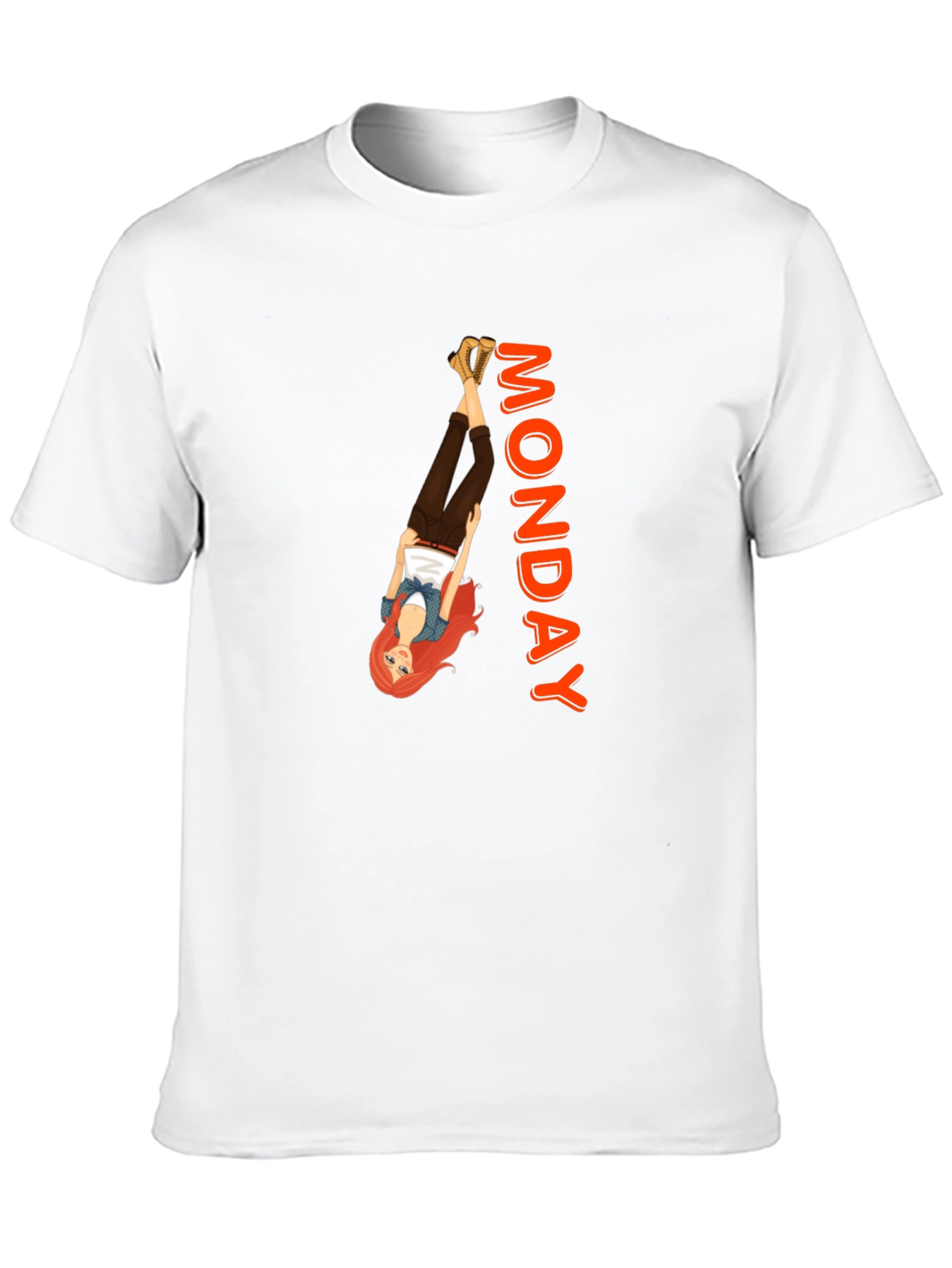 Monday Mood T-Shirt: Upside Down Girl Graphic Tee