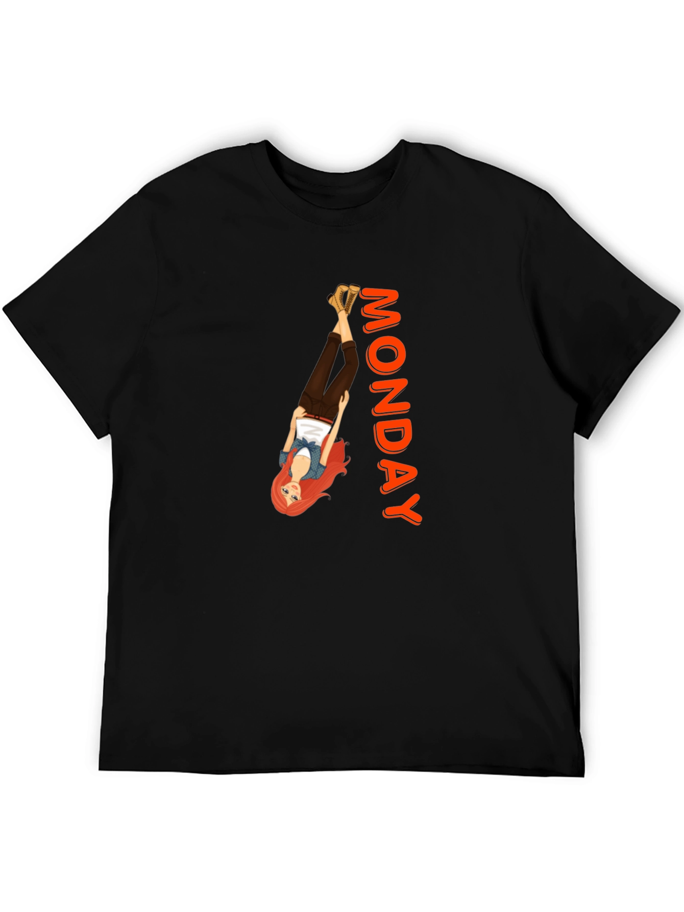Monday Mood T-Shirt: Upside Down Girl Graphic Tee