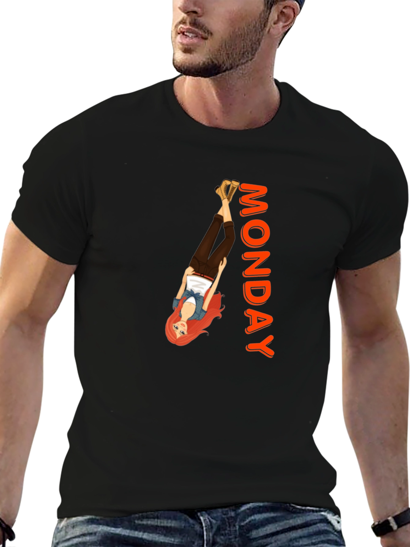 Monday Mood T-Shirt: Upside Down Girl Graphic Tee