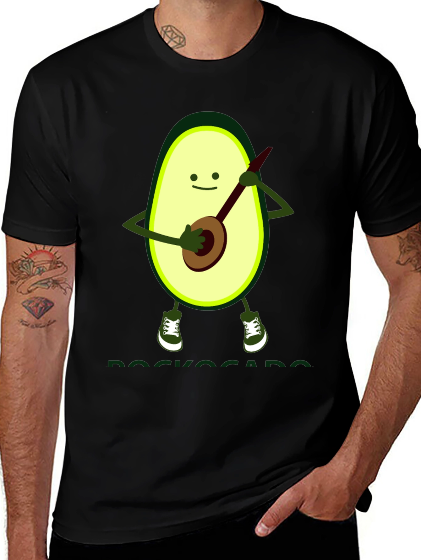 Avocado Banjo Player Graphic T-Shirt