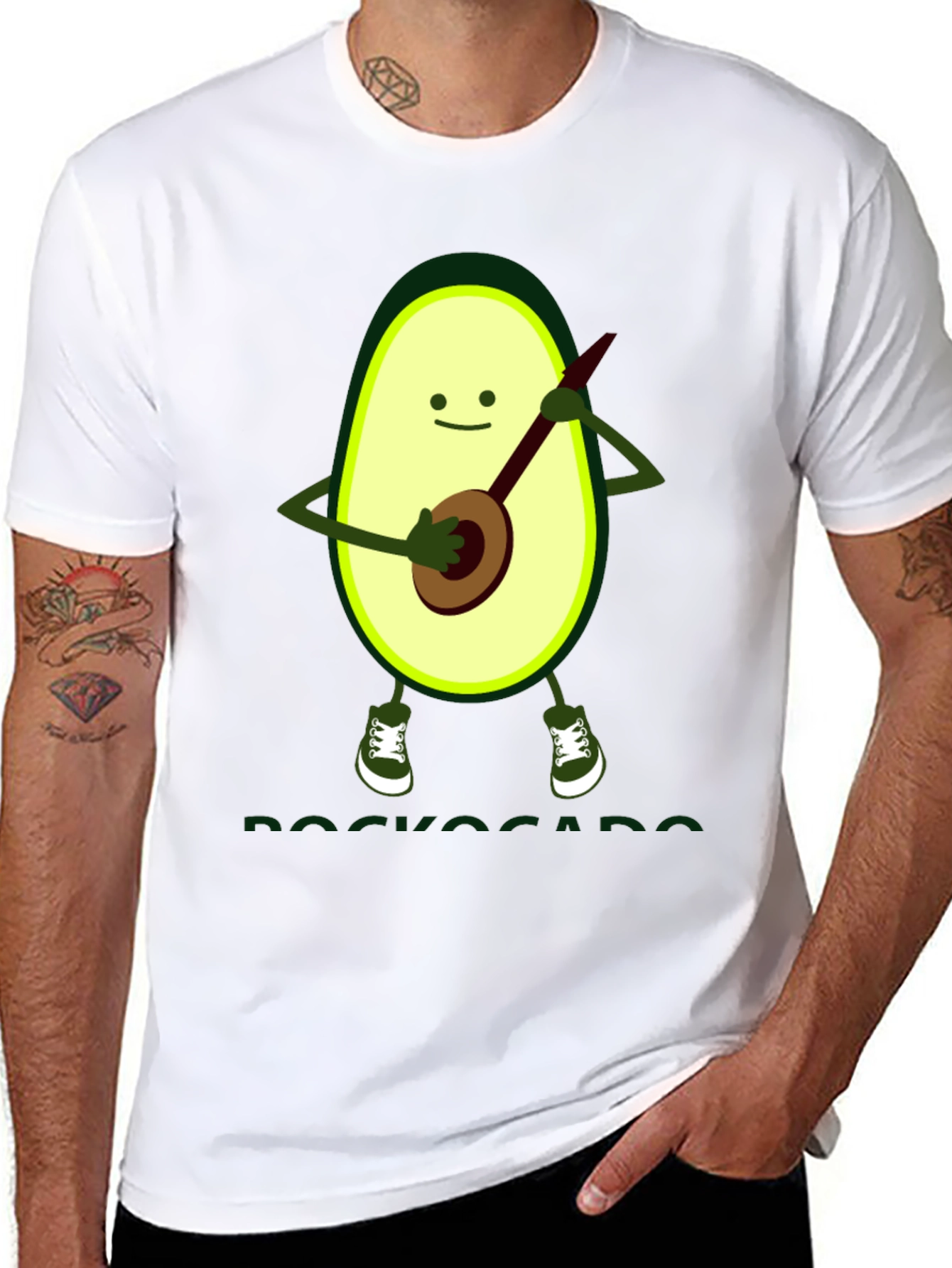 Avocado Banjo Player Graphic T-Shirt