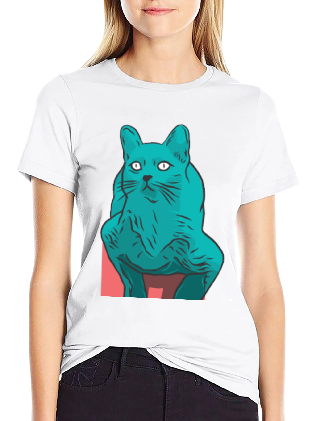 Cool Cat Graphic Tee - Black Cotton Blend Shirt