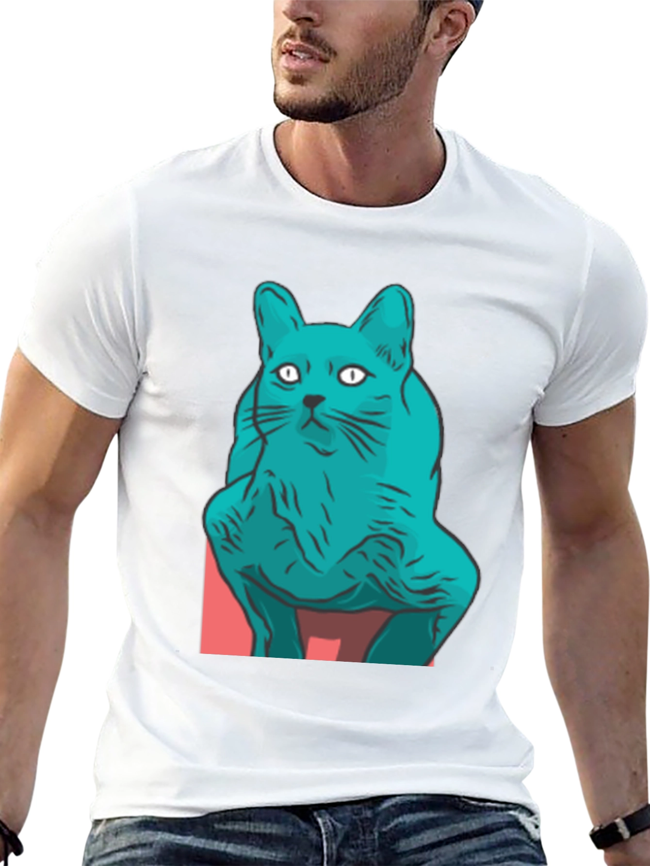 Cool Cat Graphic Tee - Black Cotton Blend Shirt