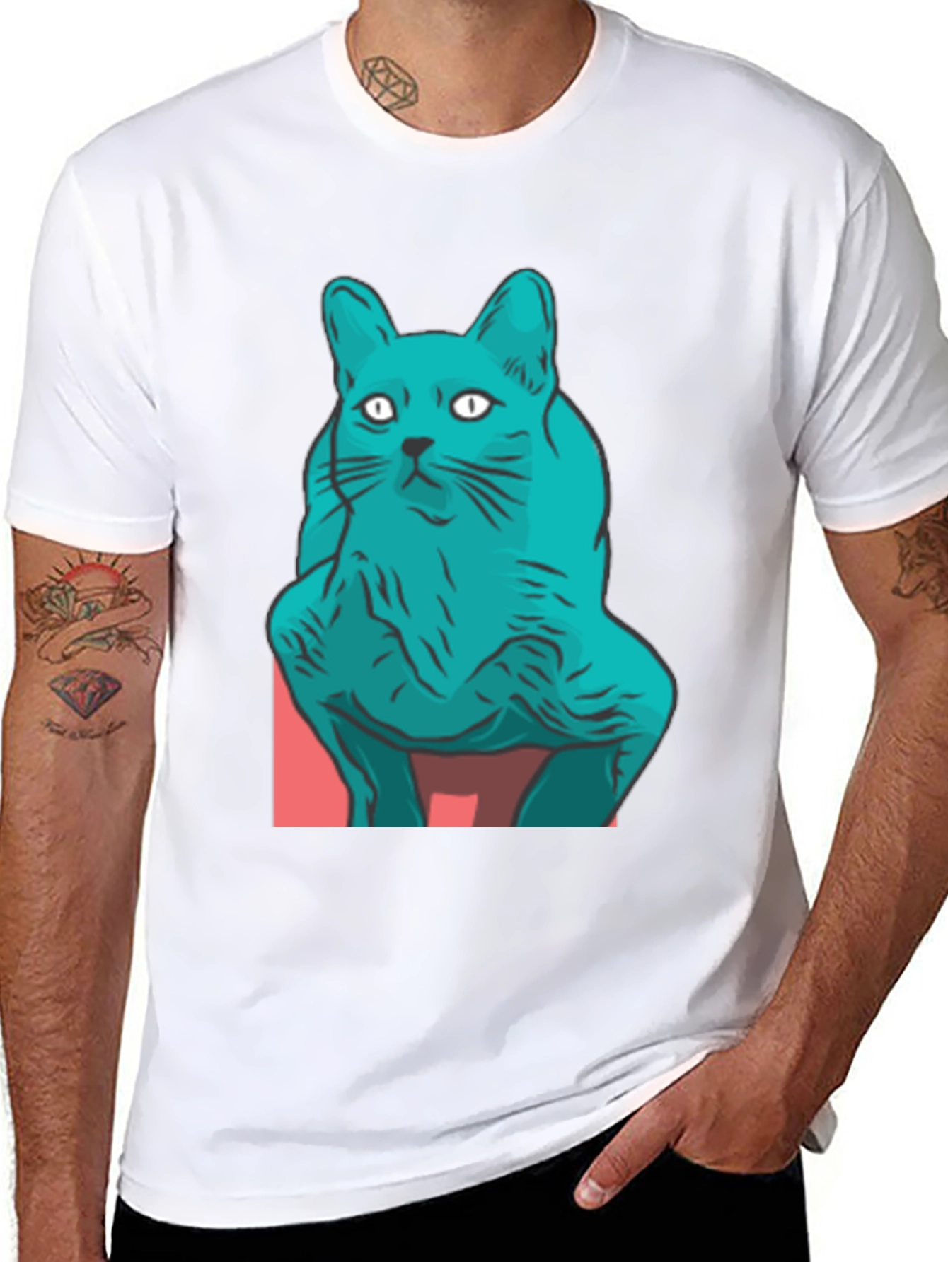 Cool Cat Graphic Tee - Black Cotton Blend Shirt