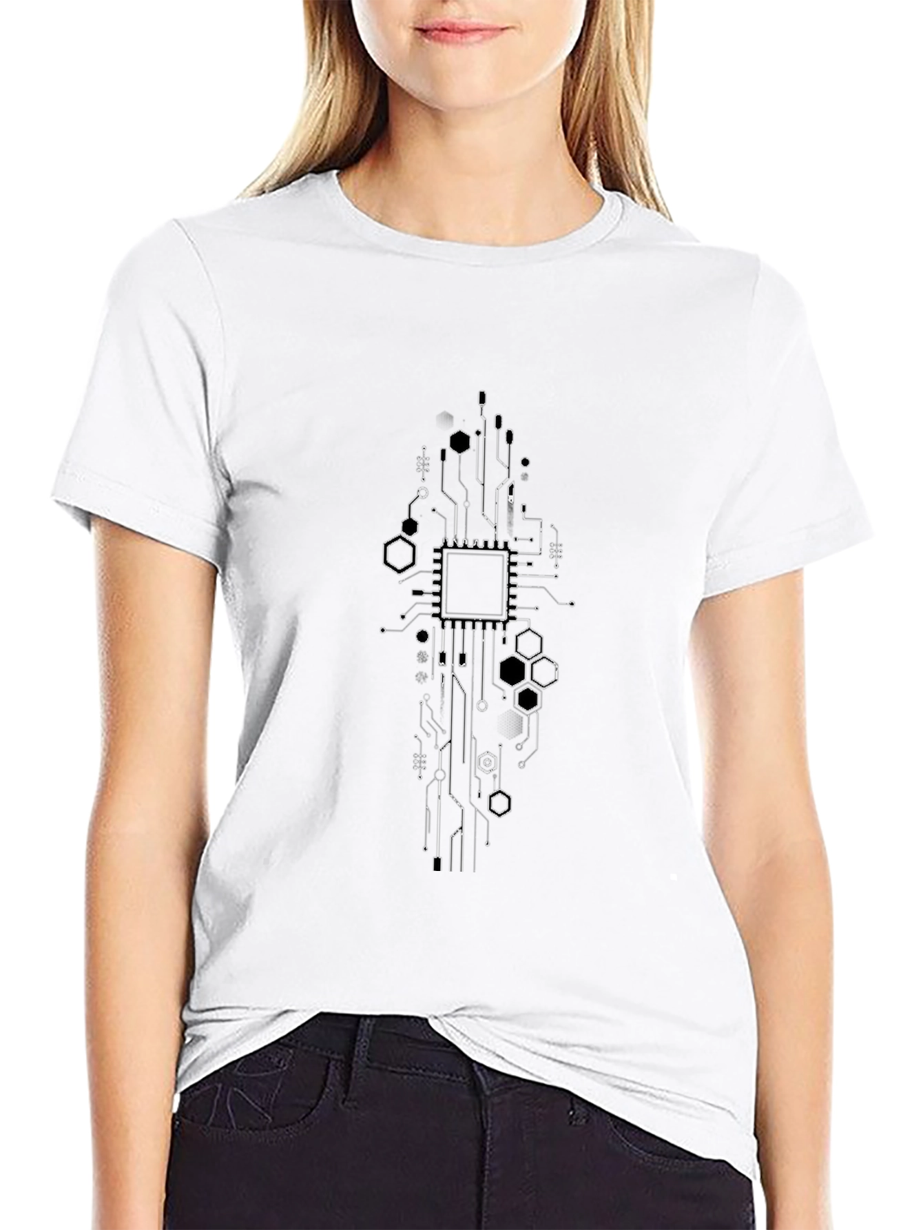 Tech Circuit Board Graphic Black T-Shirt