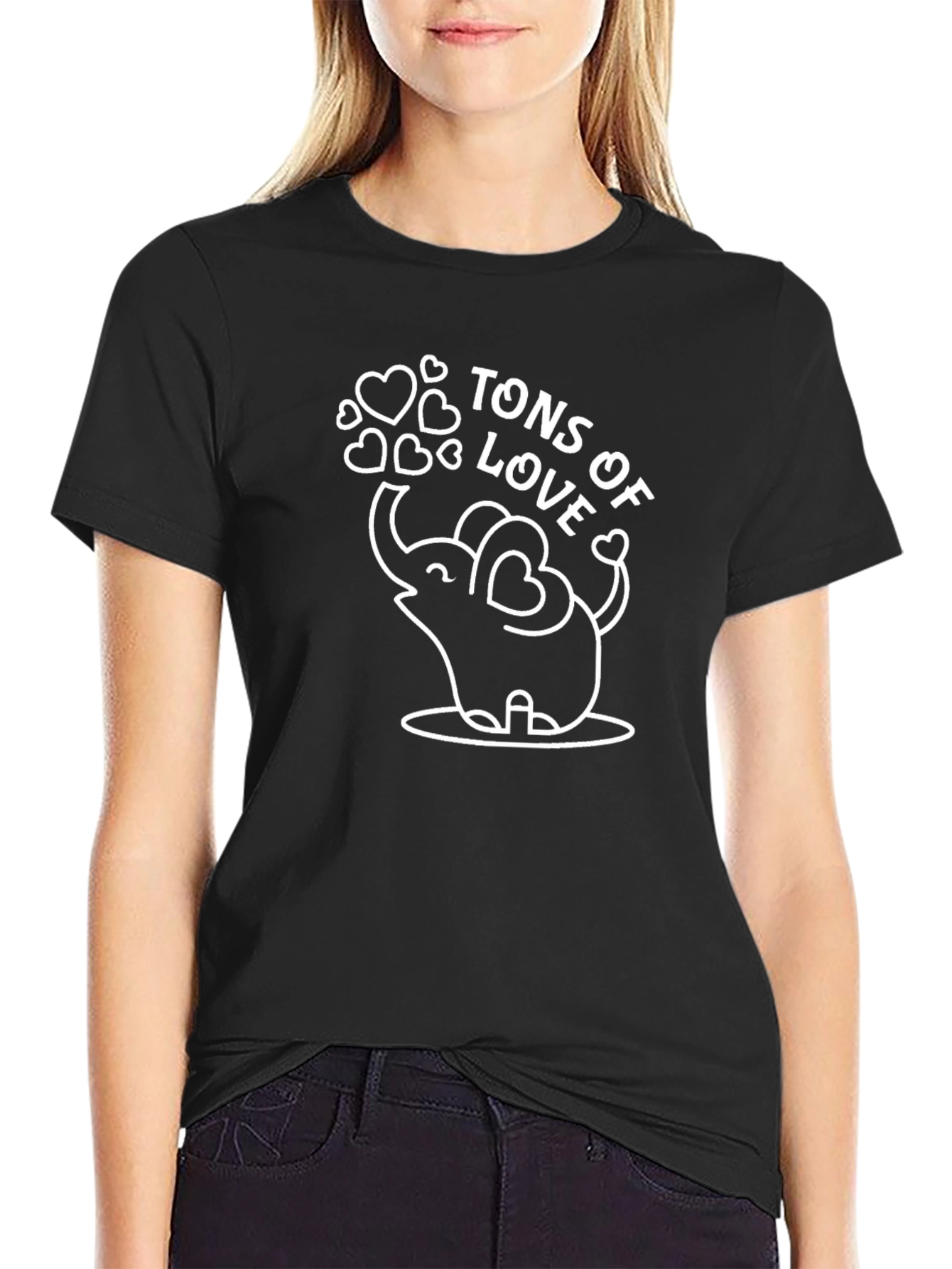 Tons of Love Elephant Graphic Tee - Black