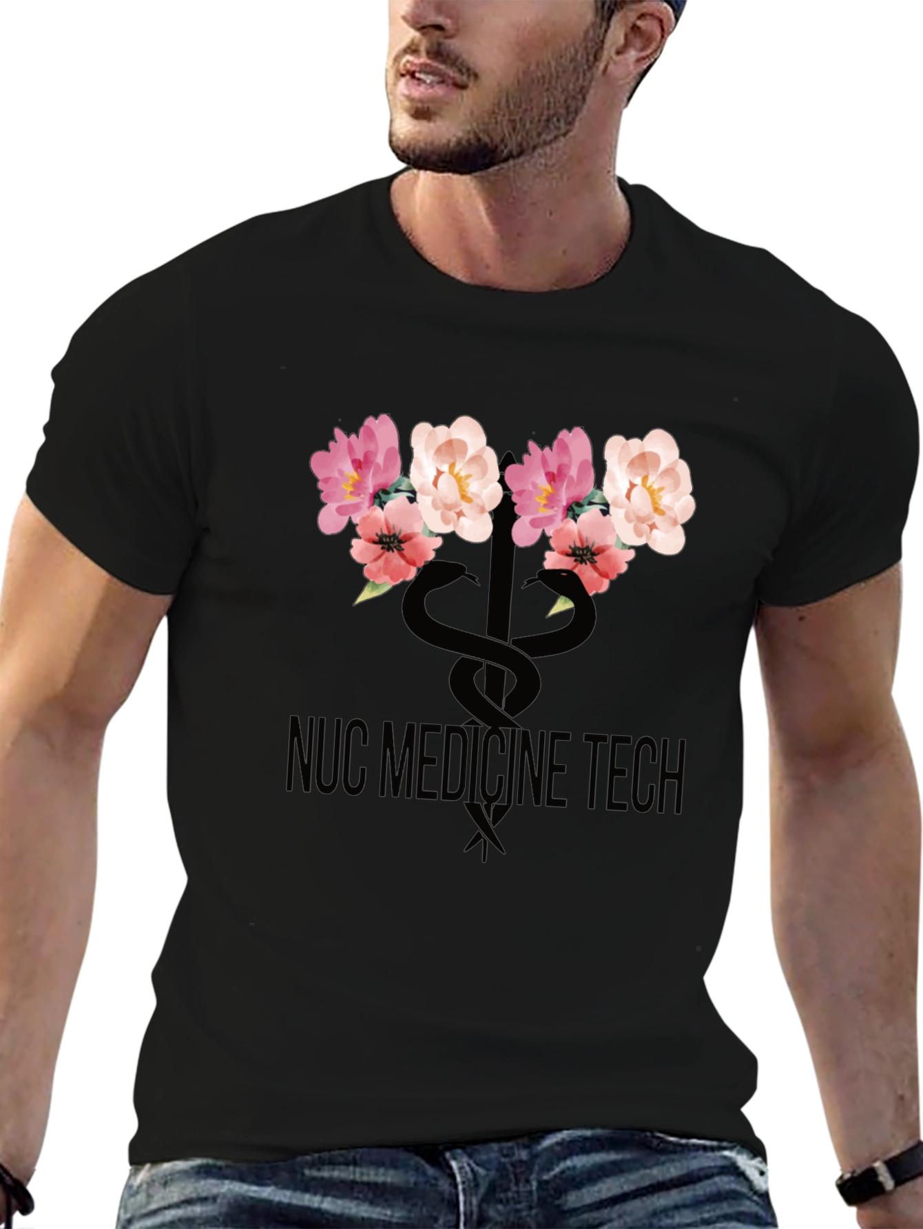 Nuc Medicine Tech Floral Caduceus Graphic Tee