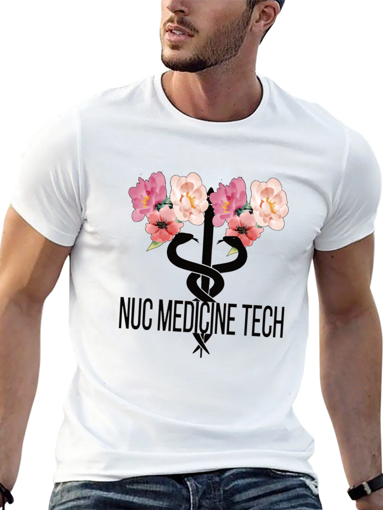 Nuc Medicine Tech Floral Caduceus Graphic Tee