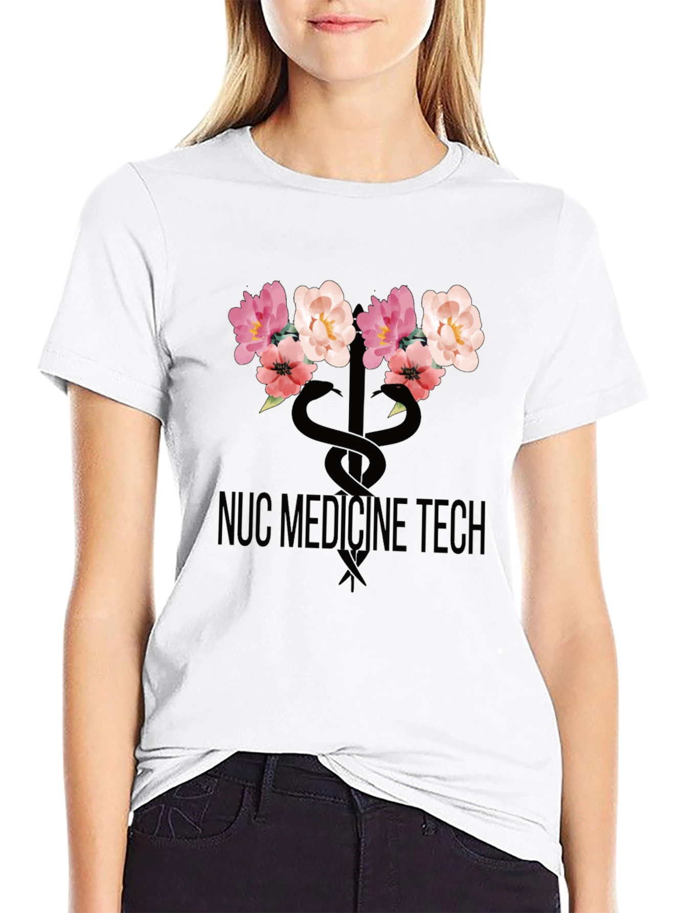 Nuc Medicine Tech Floral Caduceus Graphic Tee