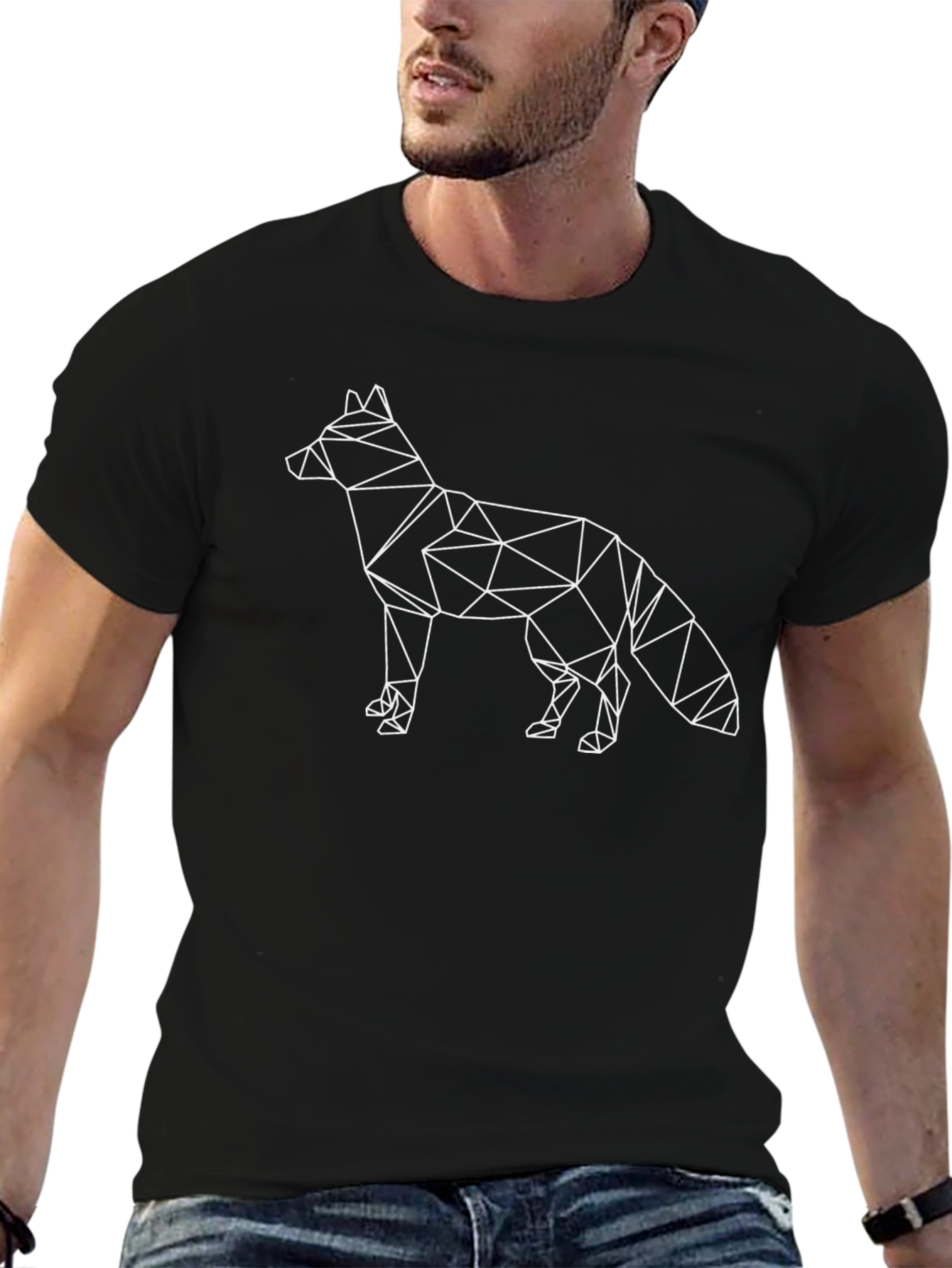 Geometric Fox Graphic Tee - Modern Animal Design