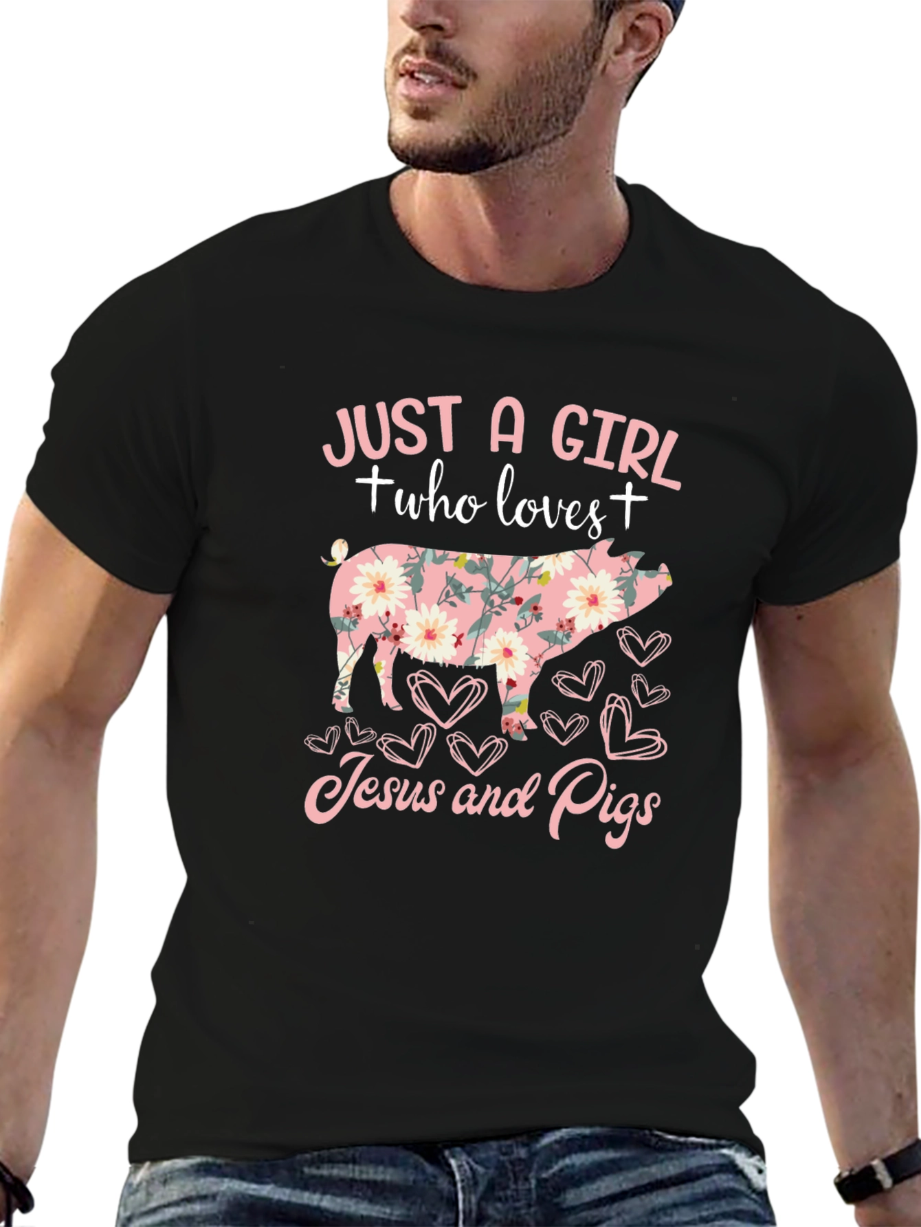 Just a Girl Who Loves Jesus and Pigs T-Shirt