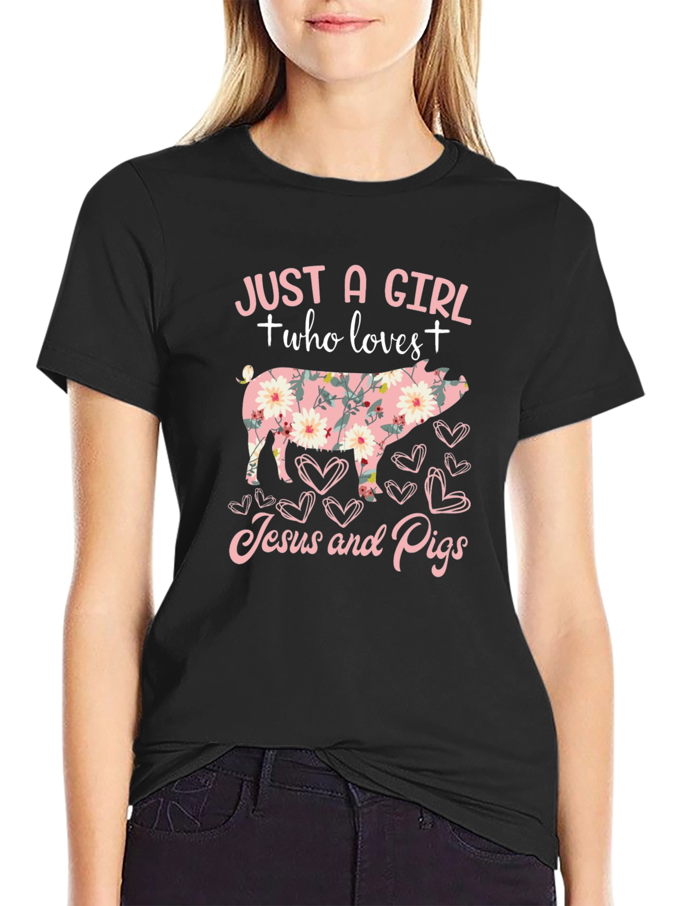 Just a Girl Who Loves Jesus and Pigs T-Shirt