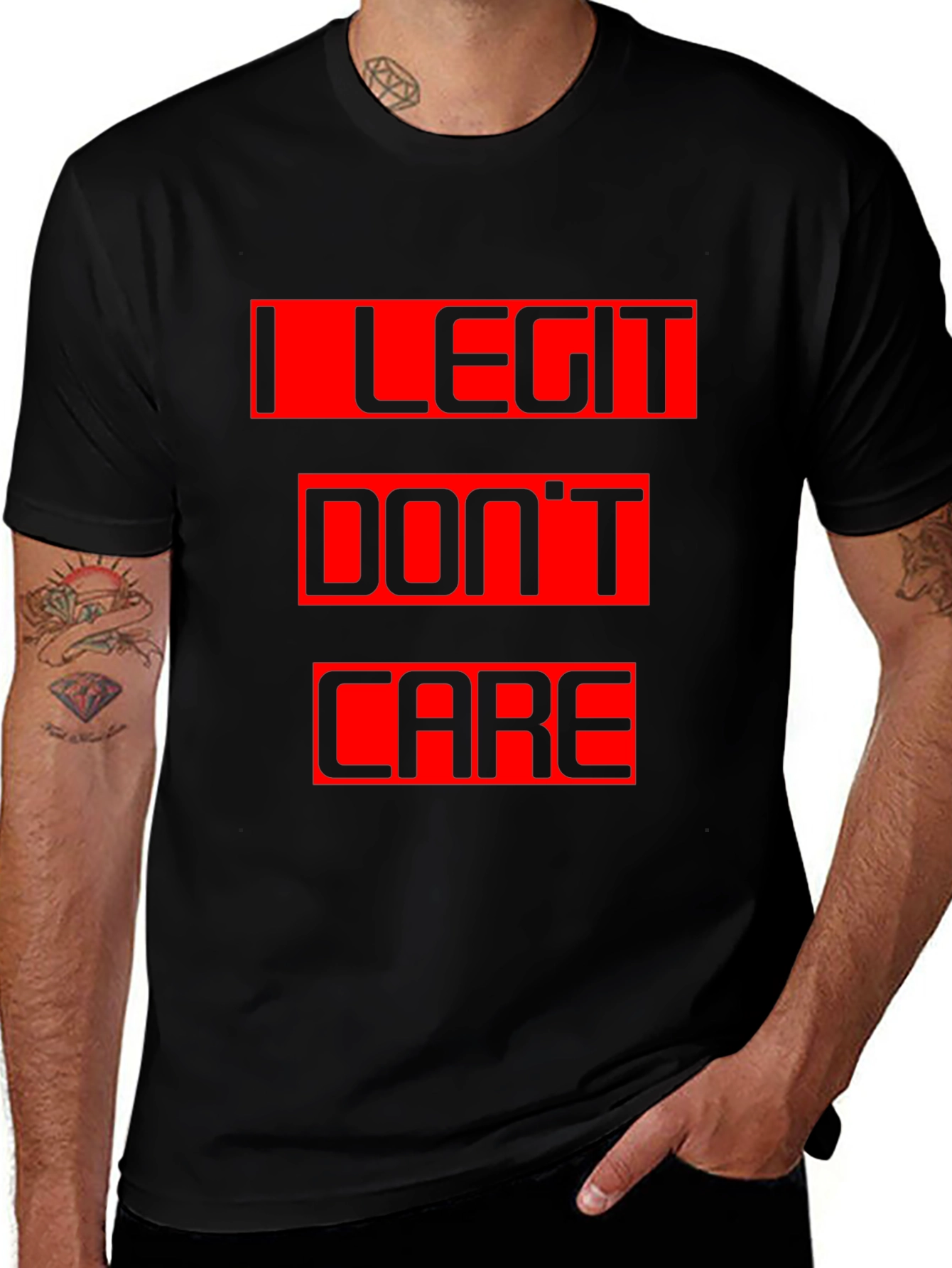 I Legit Dont Care Black T-Shirt Graphic Tee