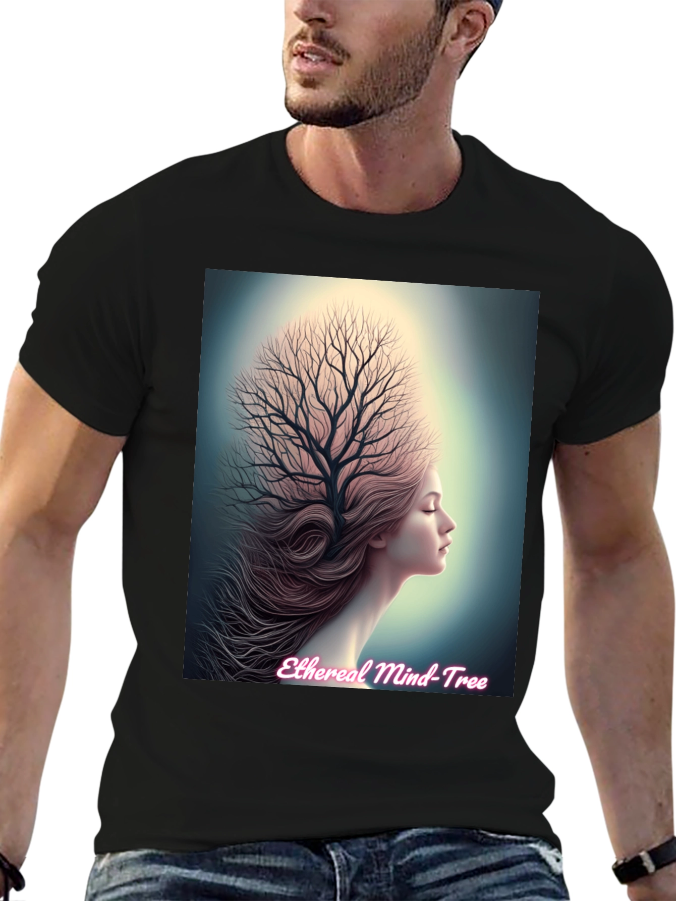 Ethereal Mind Tree Graphic Tee - Unisex Black T-Shirt
