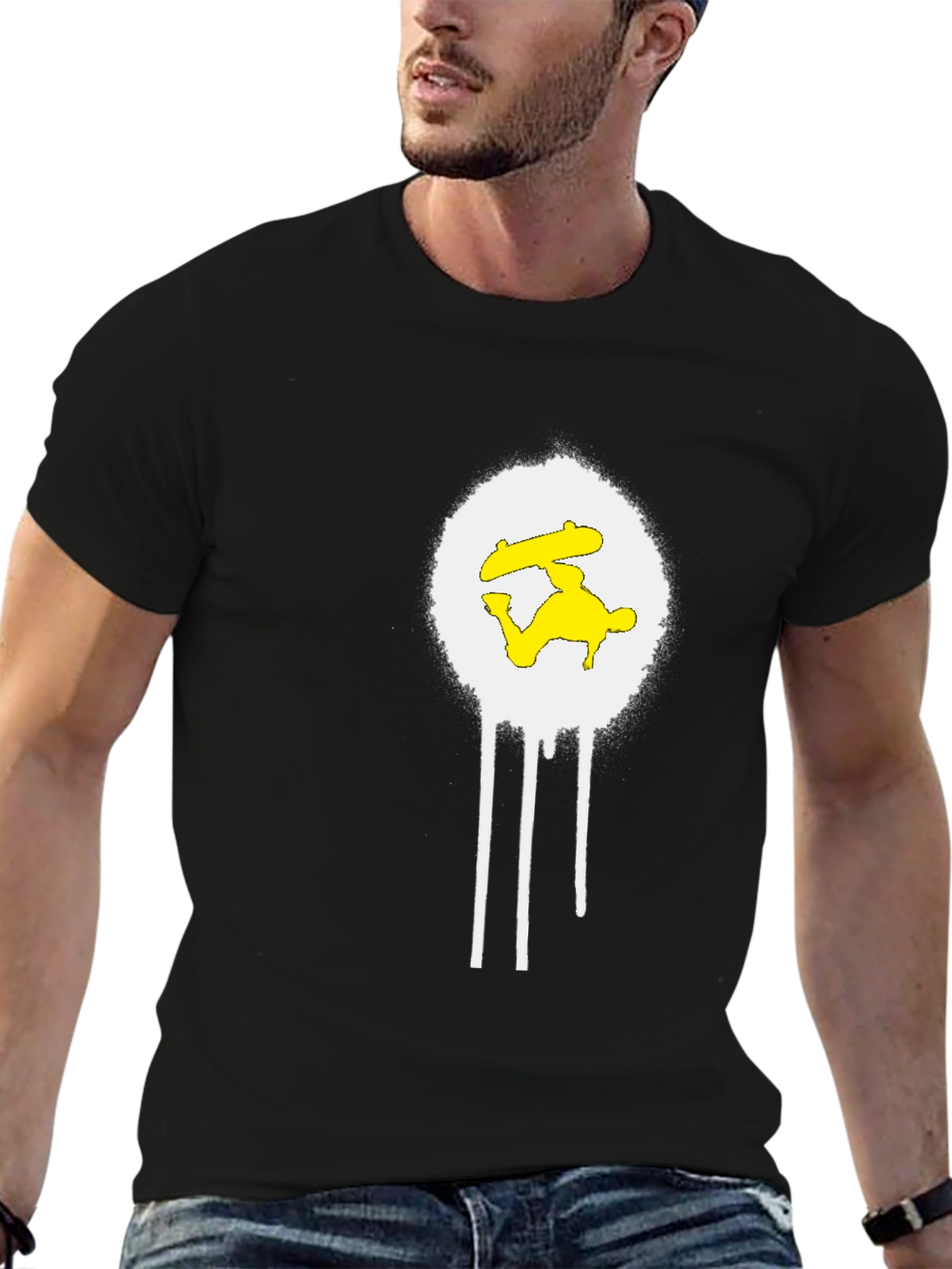 Skateboarder Graphic Tee - Black Cotton Blend Shirt