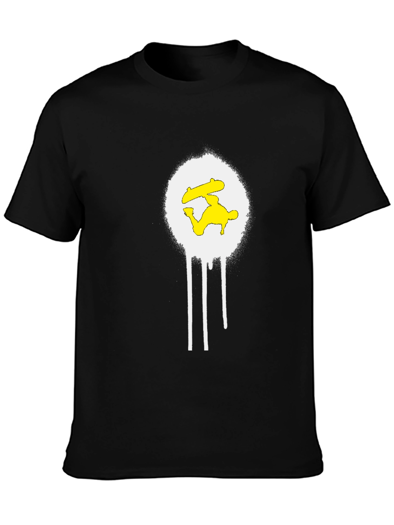 Skateboarder Graphic Tee - Black Cotton Blend Shirt