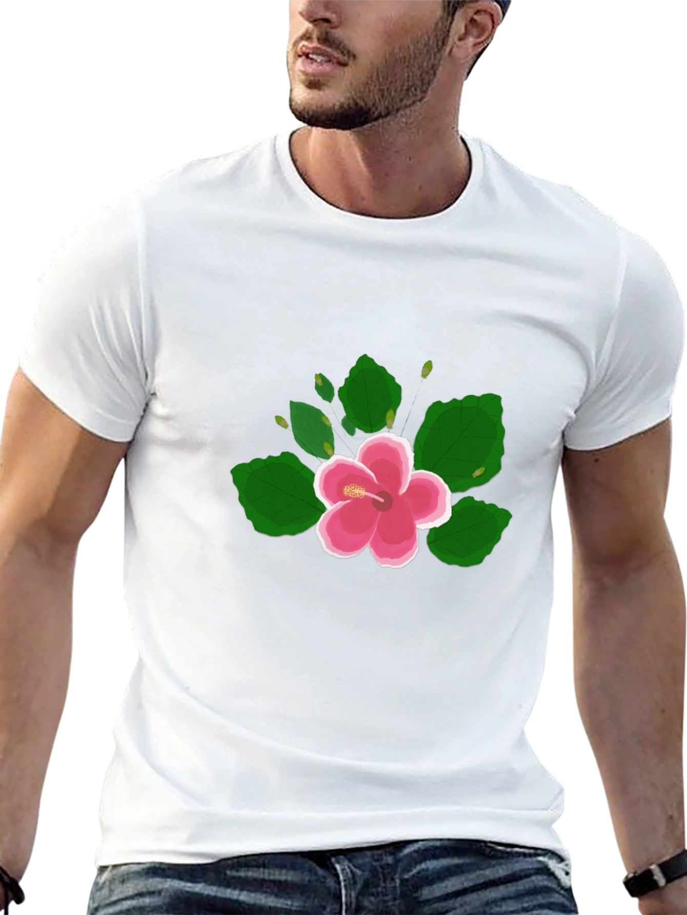 Hibiscus Flower Graphic Black T-Shirt